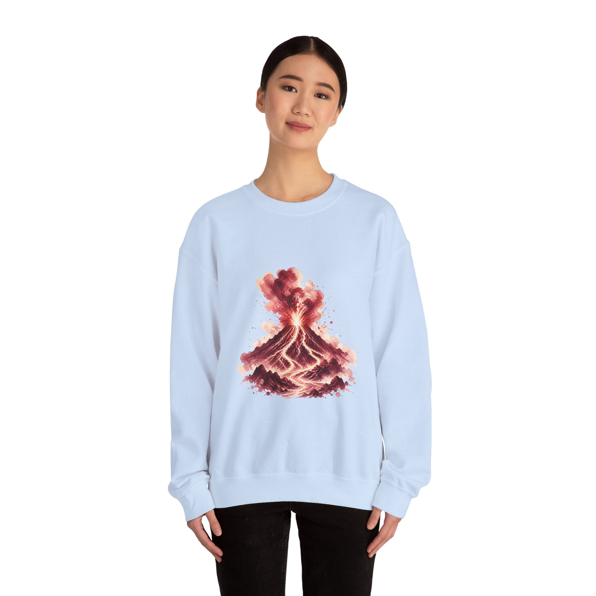 Matching Couple Sweatshirt - Volcano & Glacier Matching Couple Comfort Colors Crew Watercolor Art His Hers Birthday Gift - Design A