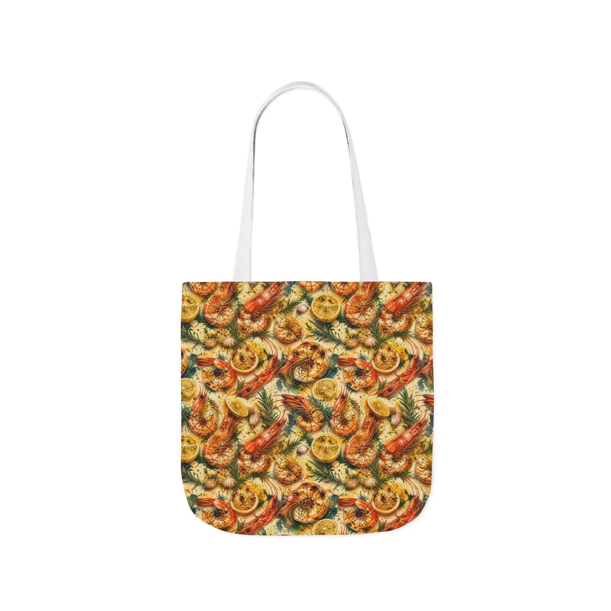 Mediterranean Shrimp Canvas Tote Bag Mediterranean Kitchen Watercolor Splash Design Italian Cottagecore Gift
