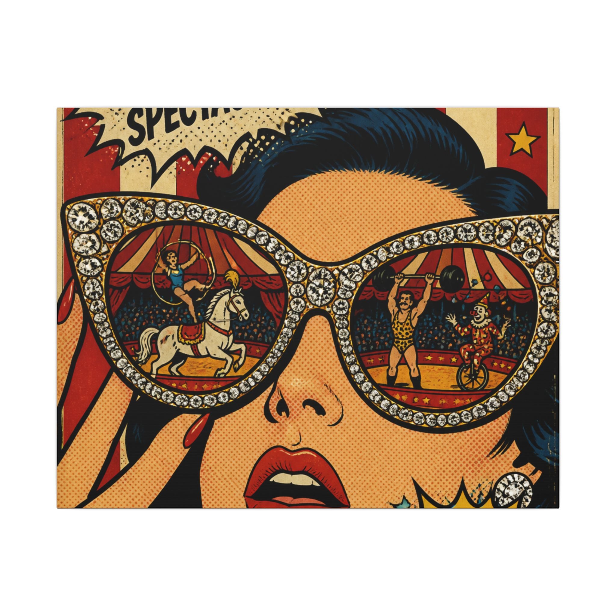 Sunglasses Circus Ring Wall Art Canvas 16×20 Pop Art Living Room Decor Maximalist Print