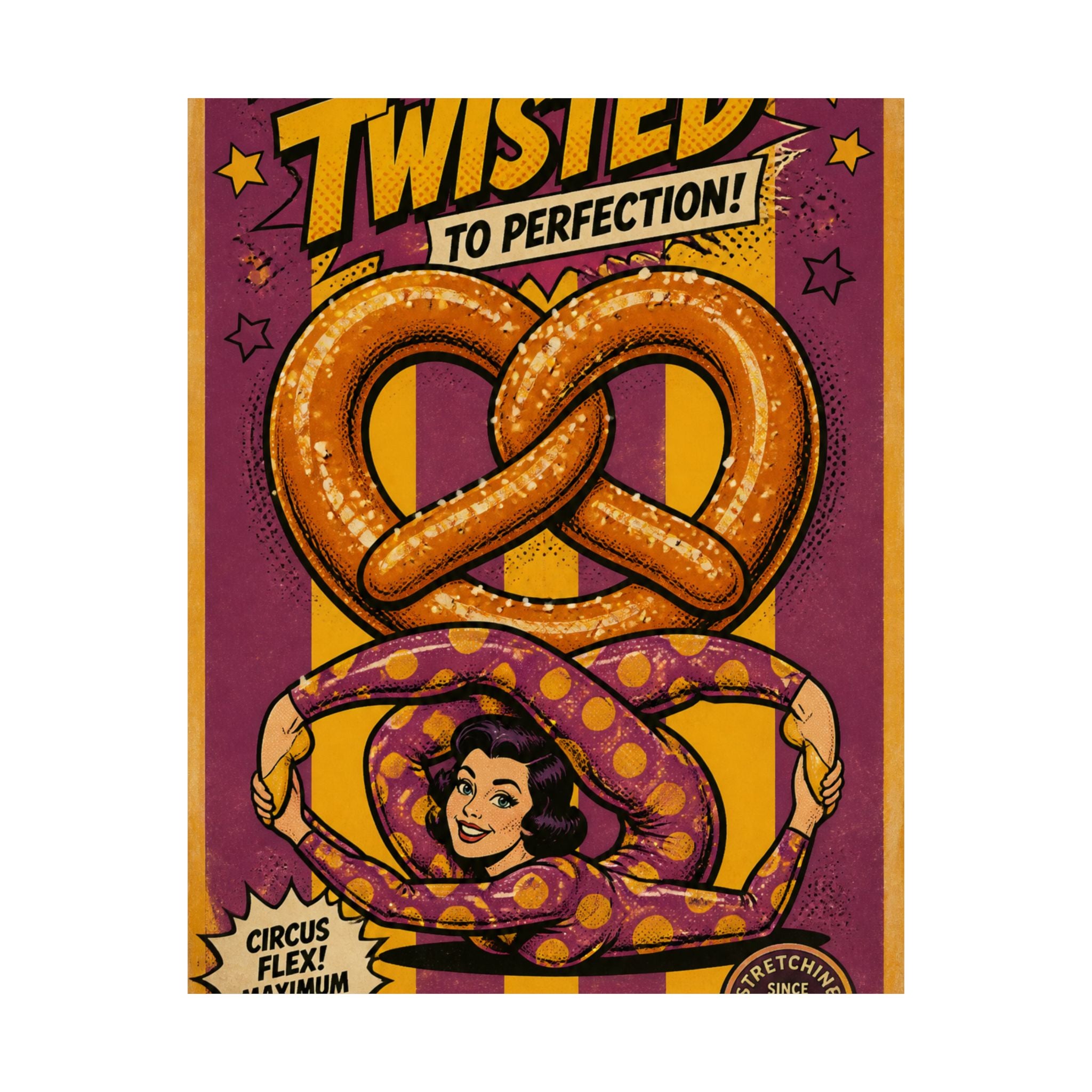 Pretzel Contortionist Wall Art Poster 18×24 Pop Art Living Room Decor Maximalist Print