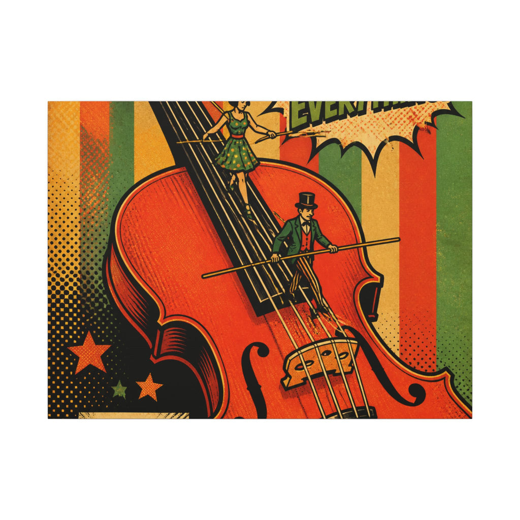 Violin Tightrope Bridge Wall Art Canvas 24×36 Pop Art Restaurant Decor Maximalist Print