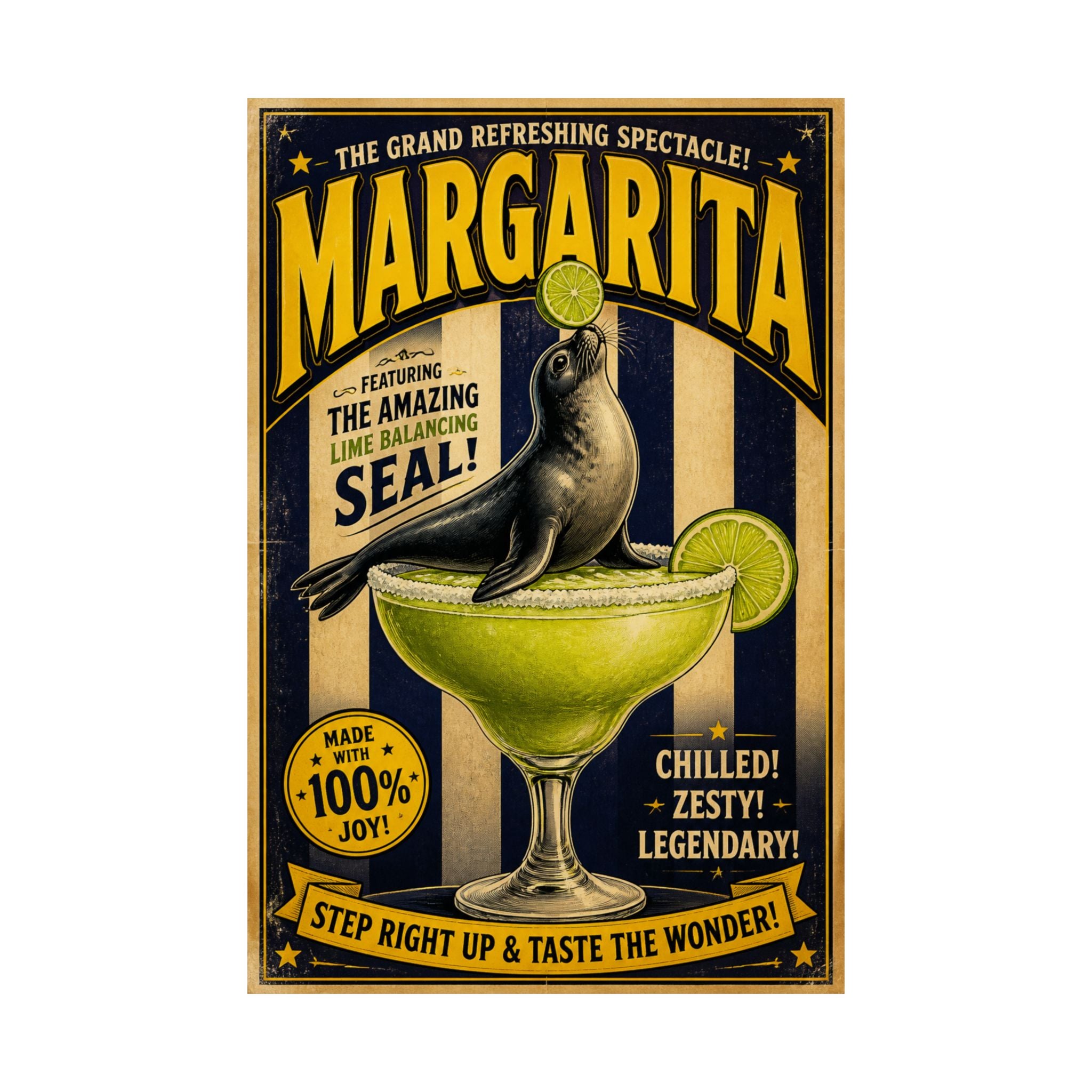 Margarita Balancing Seal Wall Art Poster 24×36 Vintage Circus Bedroom Decor Maximalist Print