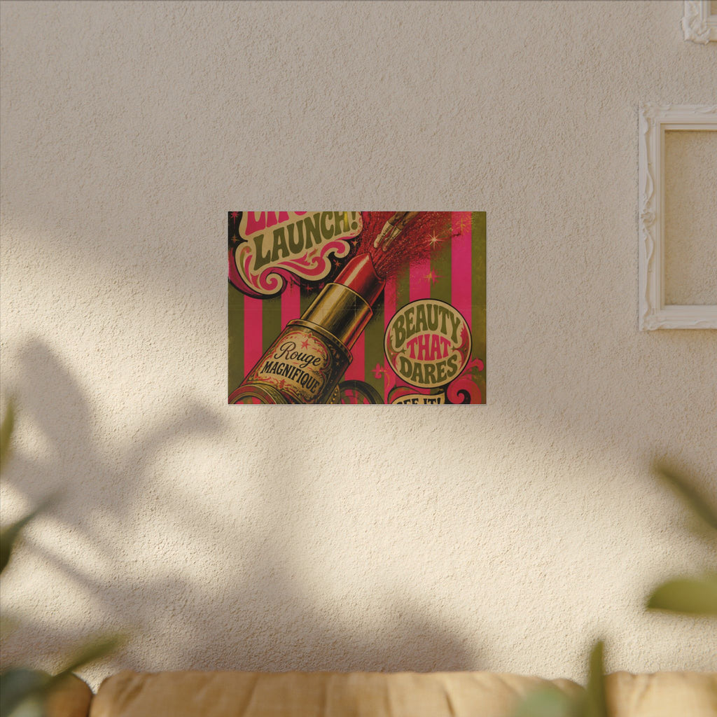 Lipstick Cannon Wall Art Canvas 16×20 Psychedelic Cafe Decor Maximalist Print