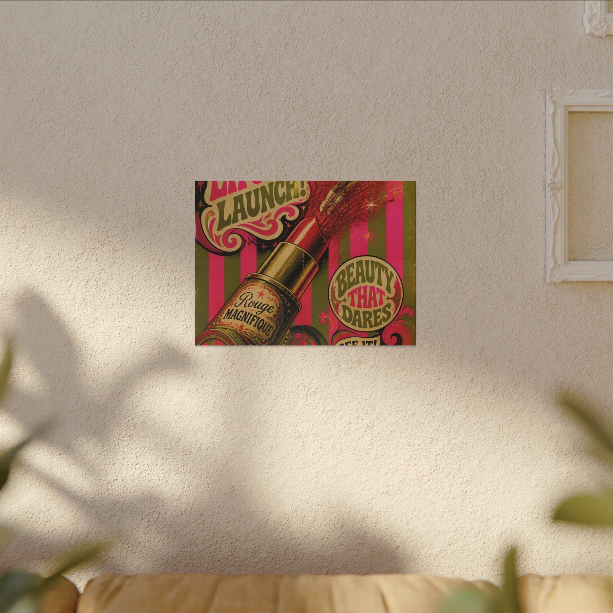 Lipstick Cannon Wall Art Canvas 16×20 Psychedelic Cafe Decor Maximalist Print