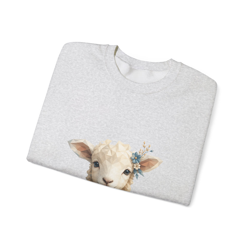 Matching Couple Sweatshirt - Lion & Lamb Matching Couple Crewneck Sweatshirt Geometric Art His Hers Couple Gift - Design B
