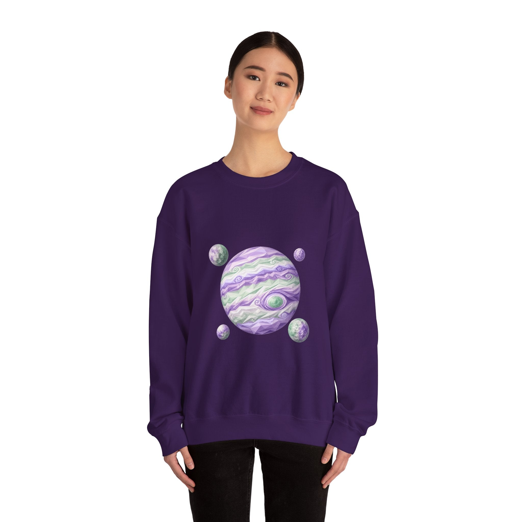 Matching Couple Sweatshirt - Saturn & Jupiter Matching Couple Crewneck Sweatshirt Geometric Art His Hers Couple Gift - Design B