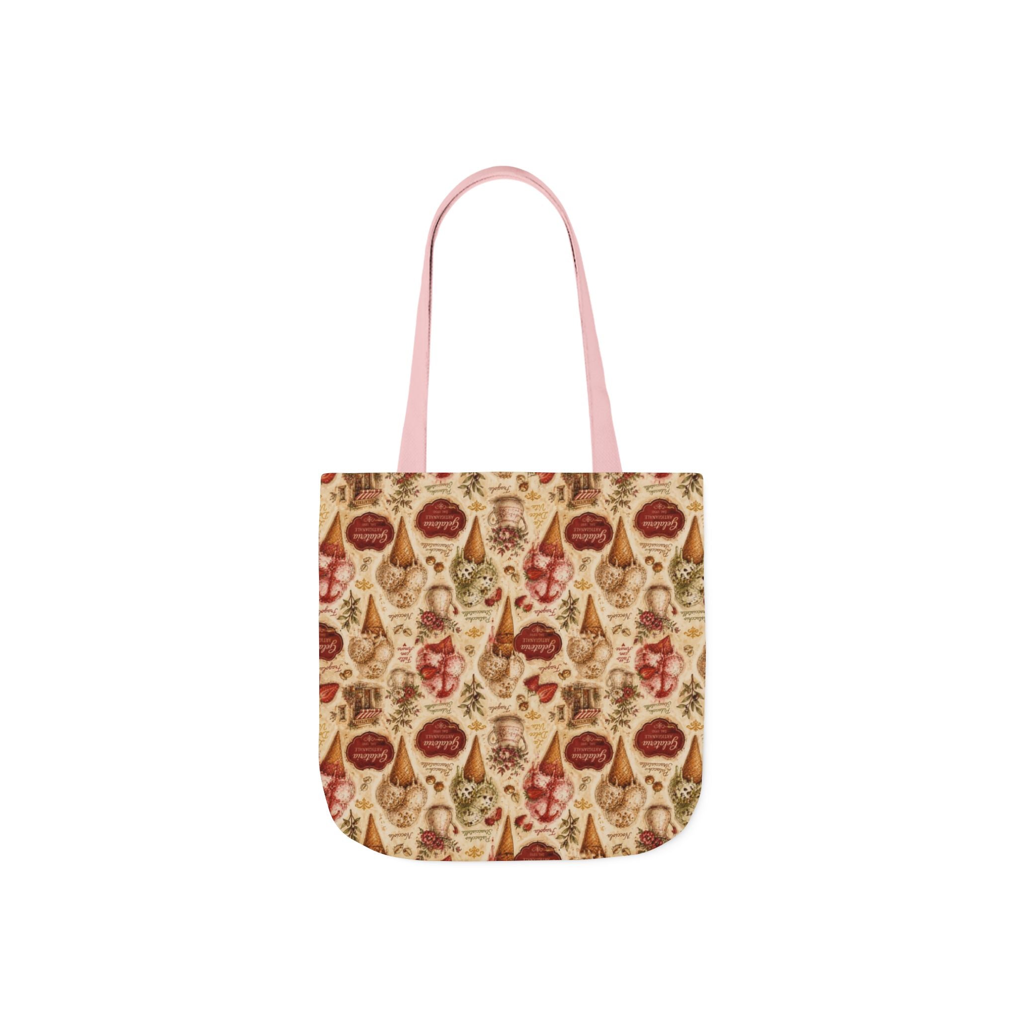 Gelato Scoops Canvas Tote Bag Mediterranean Kitchen Watercolor Design Italian Cottagecore Gift