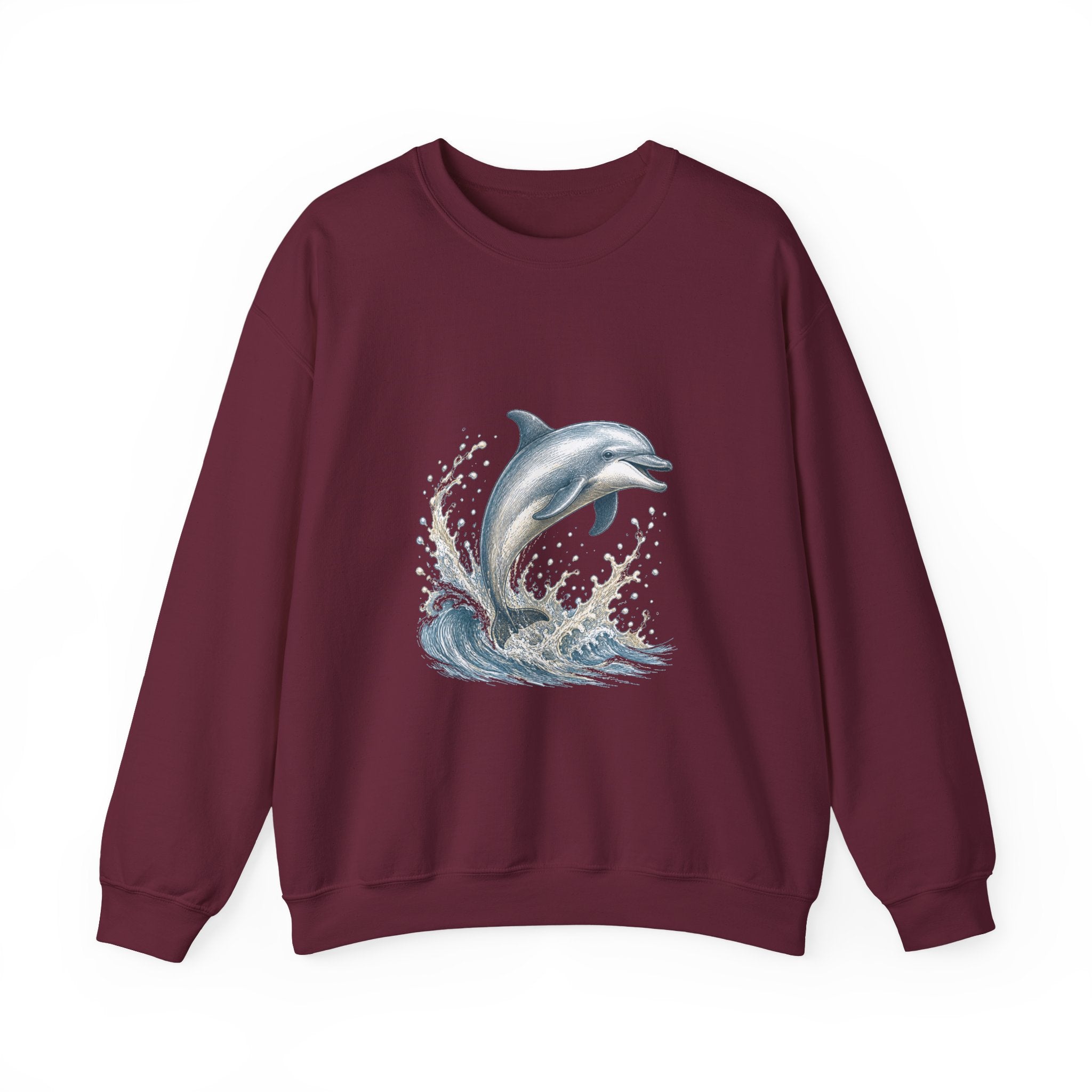 Matching Couple Sweatshirt - Shark & Dolphin Matching Couple Premium Fleece Sweatshirt Hand-Drawn Art His Hers Anniversary Gift - Design B
