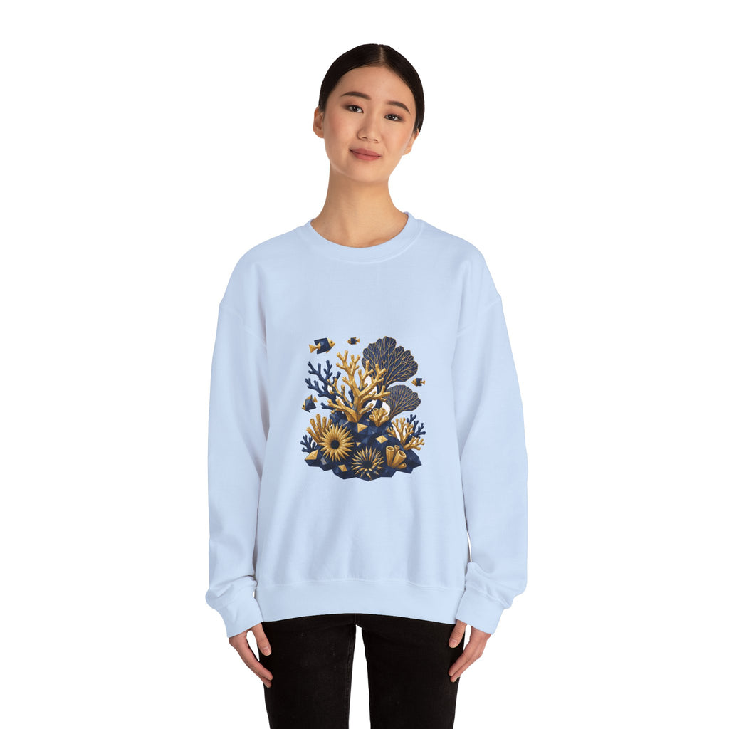 Matching Couple Sweatshirt - Coral Reef & Deep Sea Matching Couple Premium Fleece Sweatshirt Geometric Art His Hers Love Gift - Design A