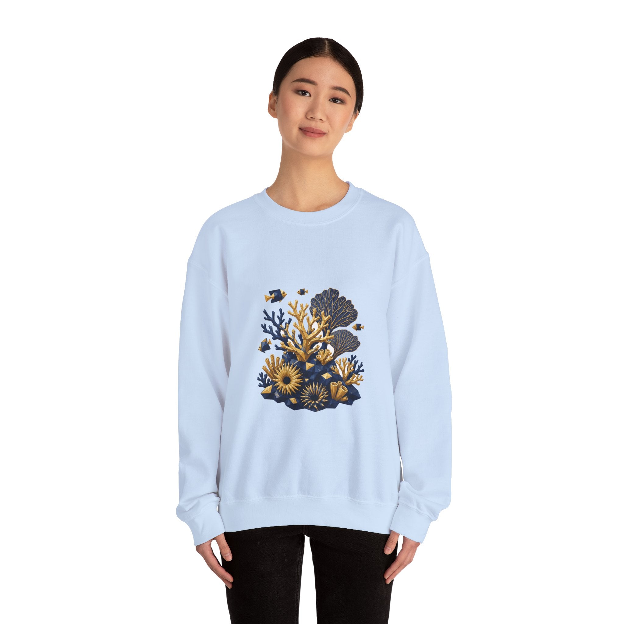 Matching Couple Sweatshirt - Coral Reef & Deep Sea Matching Couple Premium Fleece Sweatshirt Geometric Art His Hers Love Gift - Design A
