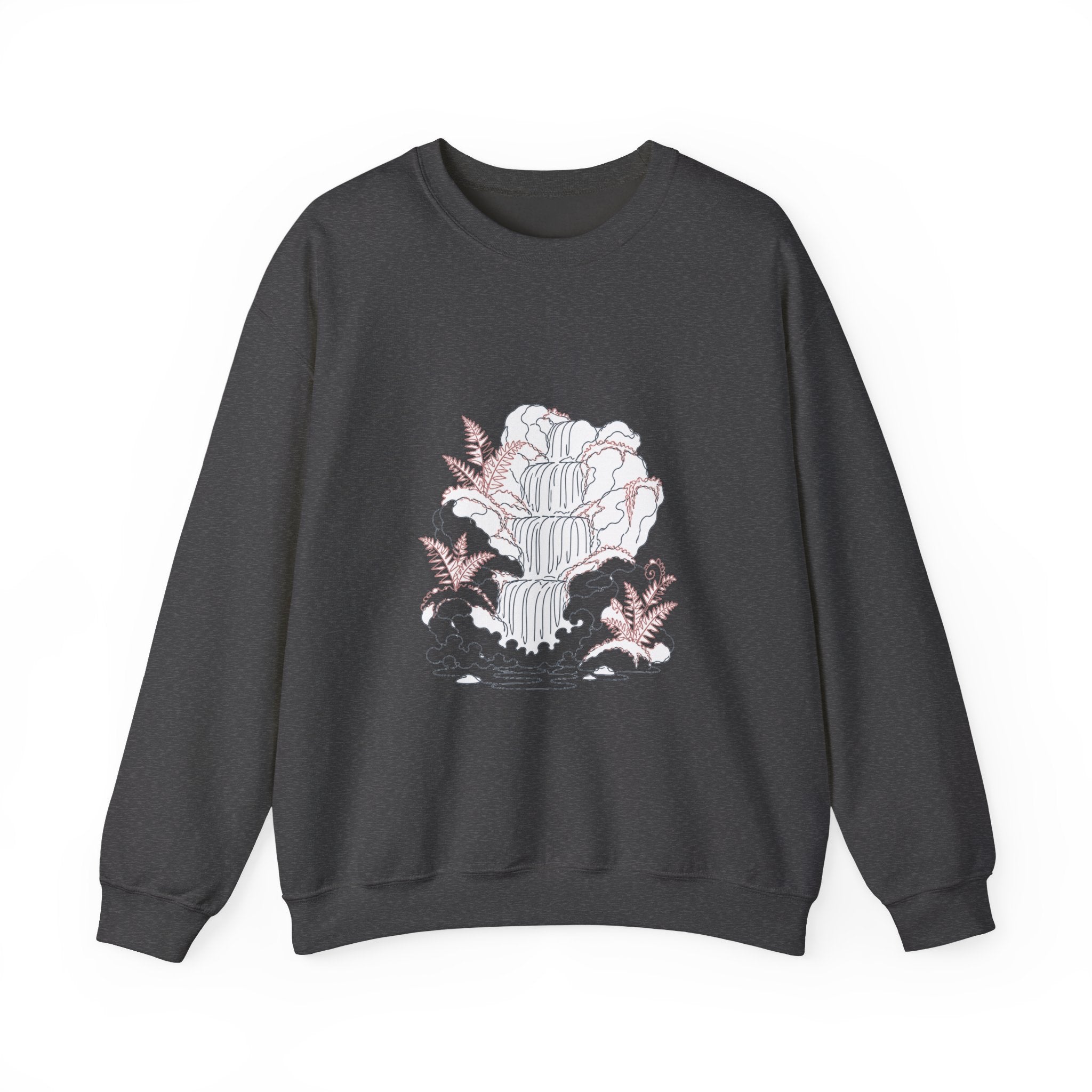 Matching Couple Sweatshirt - Wildfire & Waterfall Matching Couple Crewneck Sweatshirt Minimalist Art His Hers Valentine Gift - Design B