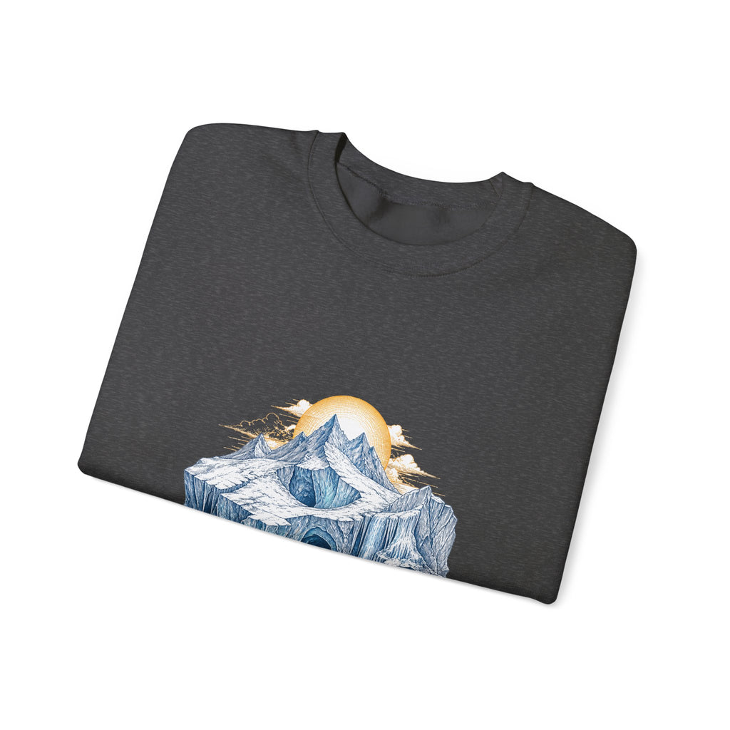 Matching Couple Sweatshirt - Volcano & Glacier Matching Couple Crewneck Sweatshirt Hand-Drawn Art His Hers Best Friend Gift - Design B