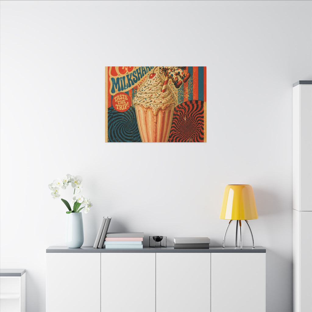 Milkshake Slide Clown Wall Art Canvas 24×36 Psychedelic Dining Room Decor Maximalist Print