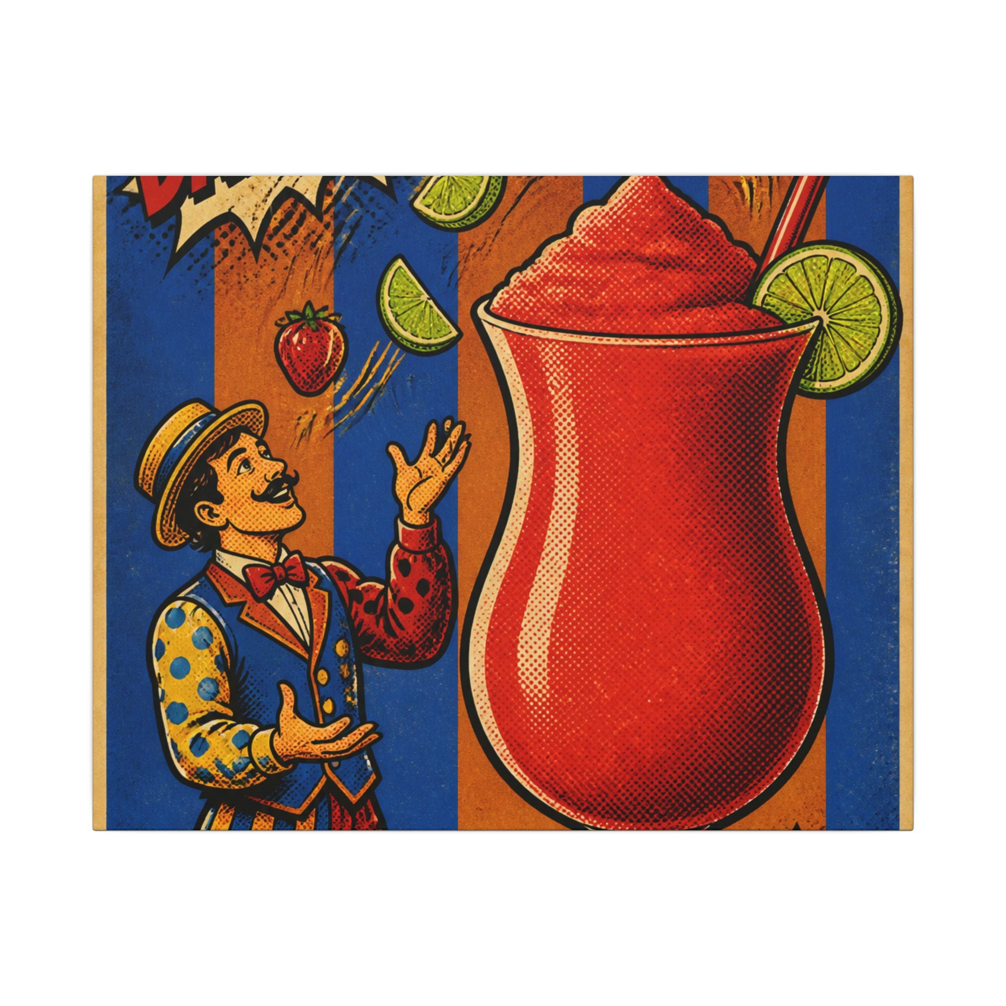 Daiquiri Fruit Juggler Wall Art Canvas 24×36 Pop Art Restaurant Decor Maximalist Print