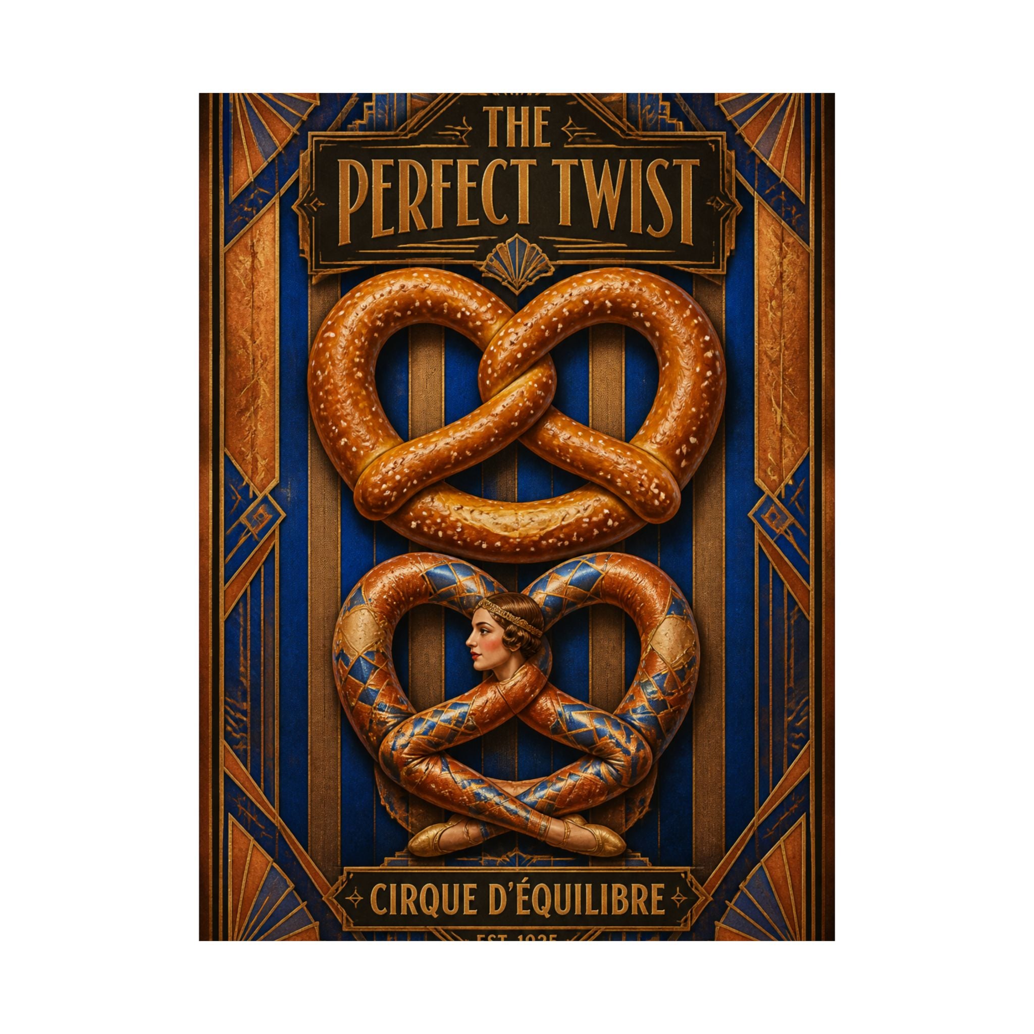 Pretzel Contortionist Wall Art Poster 18×24 Art Deco Entryway Decor Maximalist Print