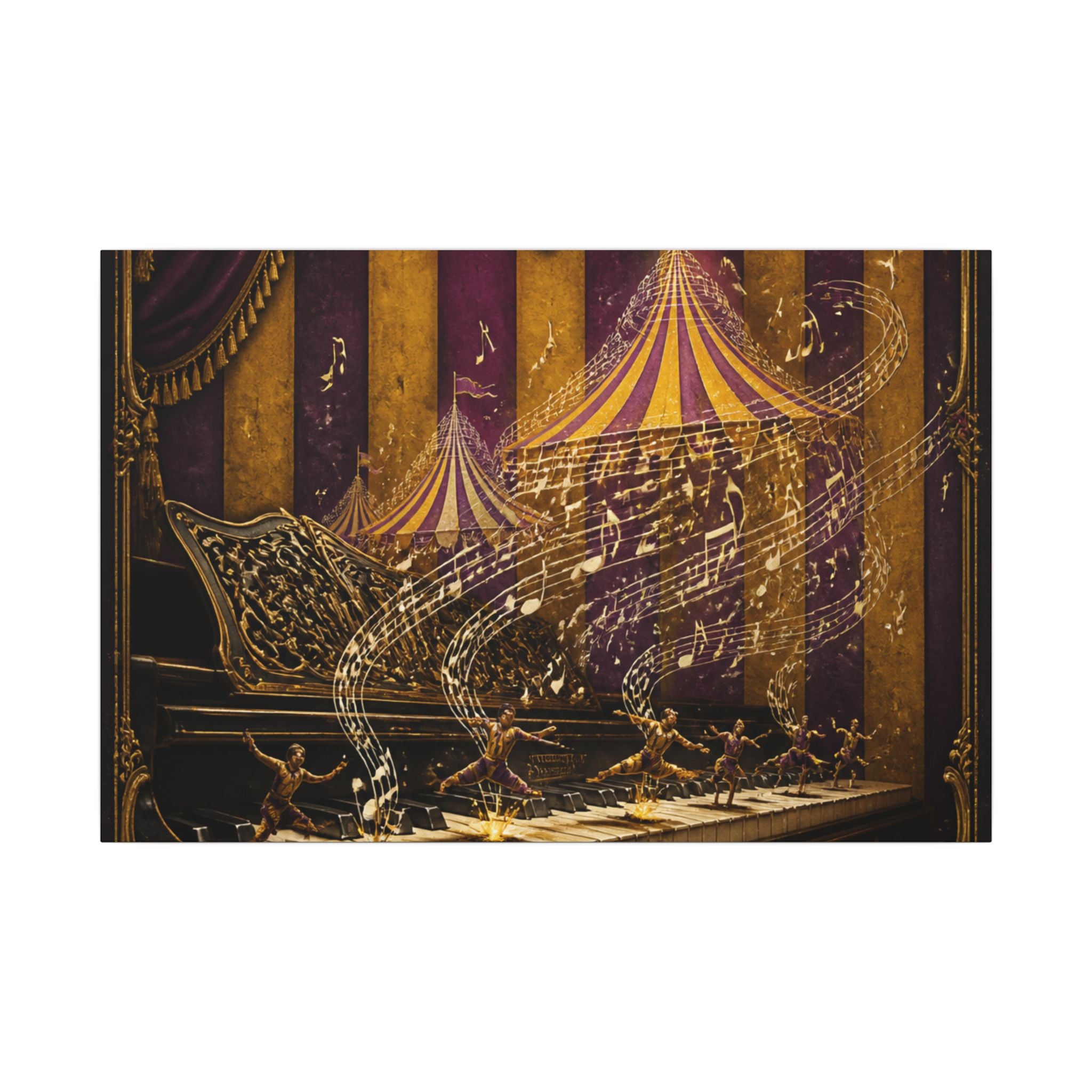 Grand Piano Acrobats Wall Art Canvas 24×36 Baroque Studio Decor Maximalist Print