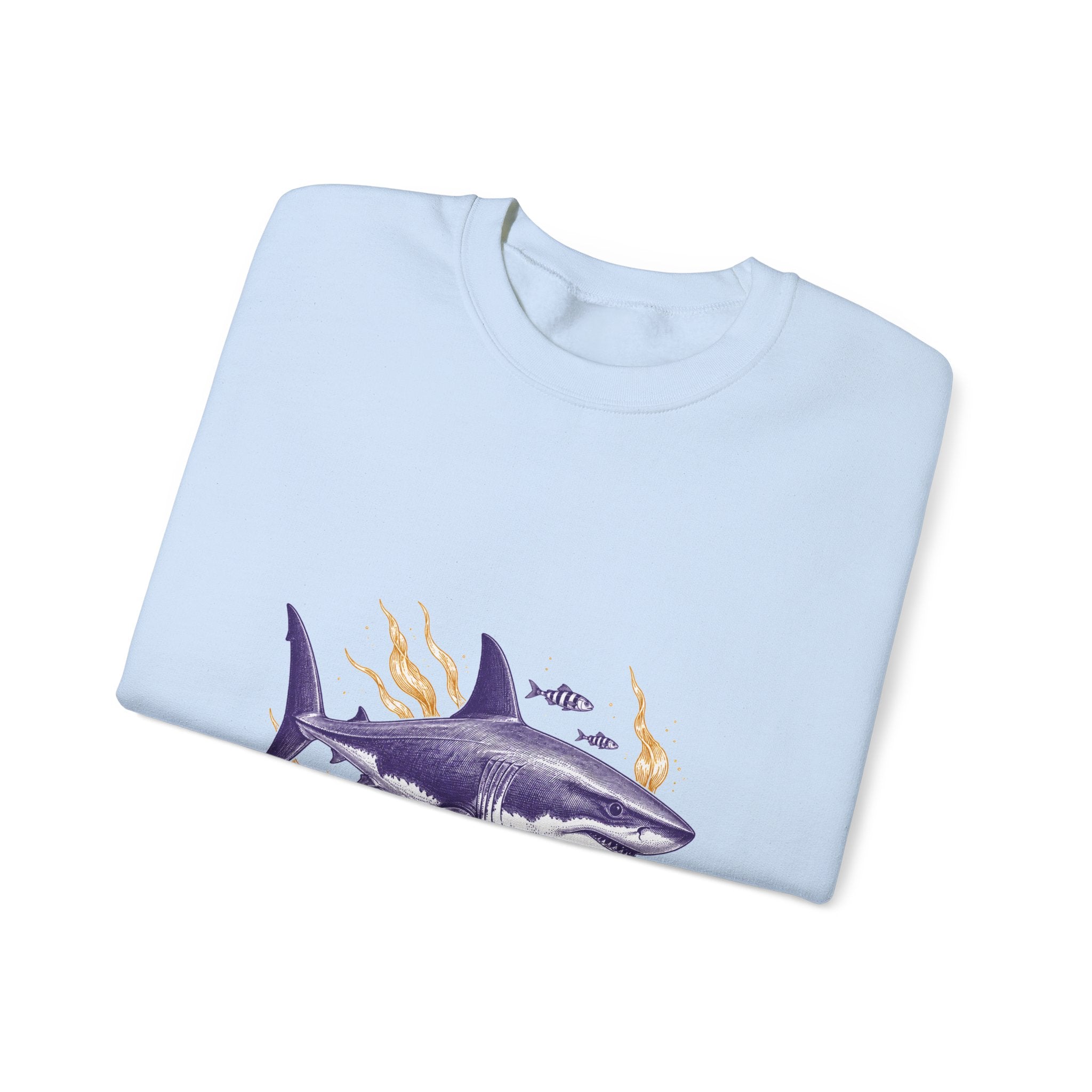 Matching Couple Sweatshirt - Shark & Dolphin Matching Couple Crewneck Sweatshirt Vintage Art His Hers Wedding Gift - Design A
