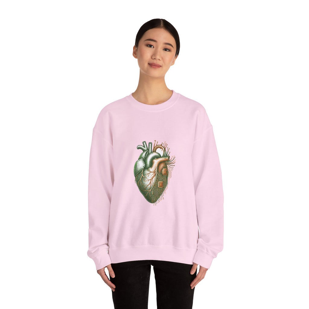 Matching Couple Sweatshirt - Robot & Heart Matching Couple Crewneck Sweatshirt Hand-Drawn Art His Hers Best Friend Gift - Design B