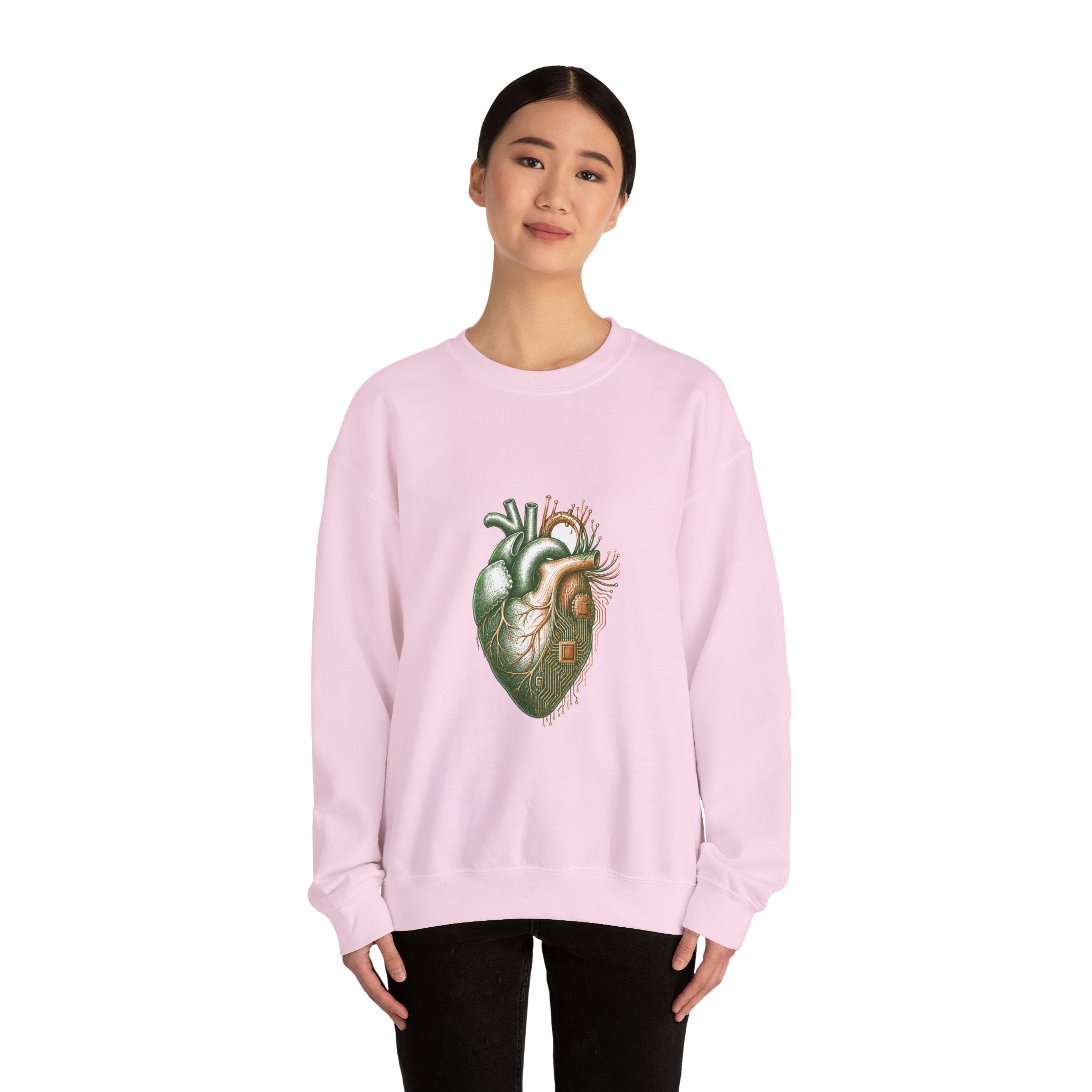 Matching Couple Sweatshirt - Robot & Heart Matching Couple Crewneck Sweatshirt Hand-Drawn Art His Hers Best Friend Gift - Design B