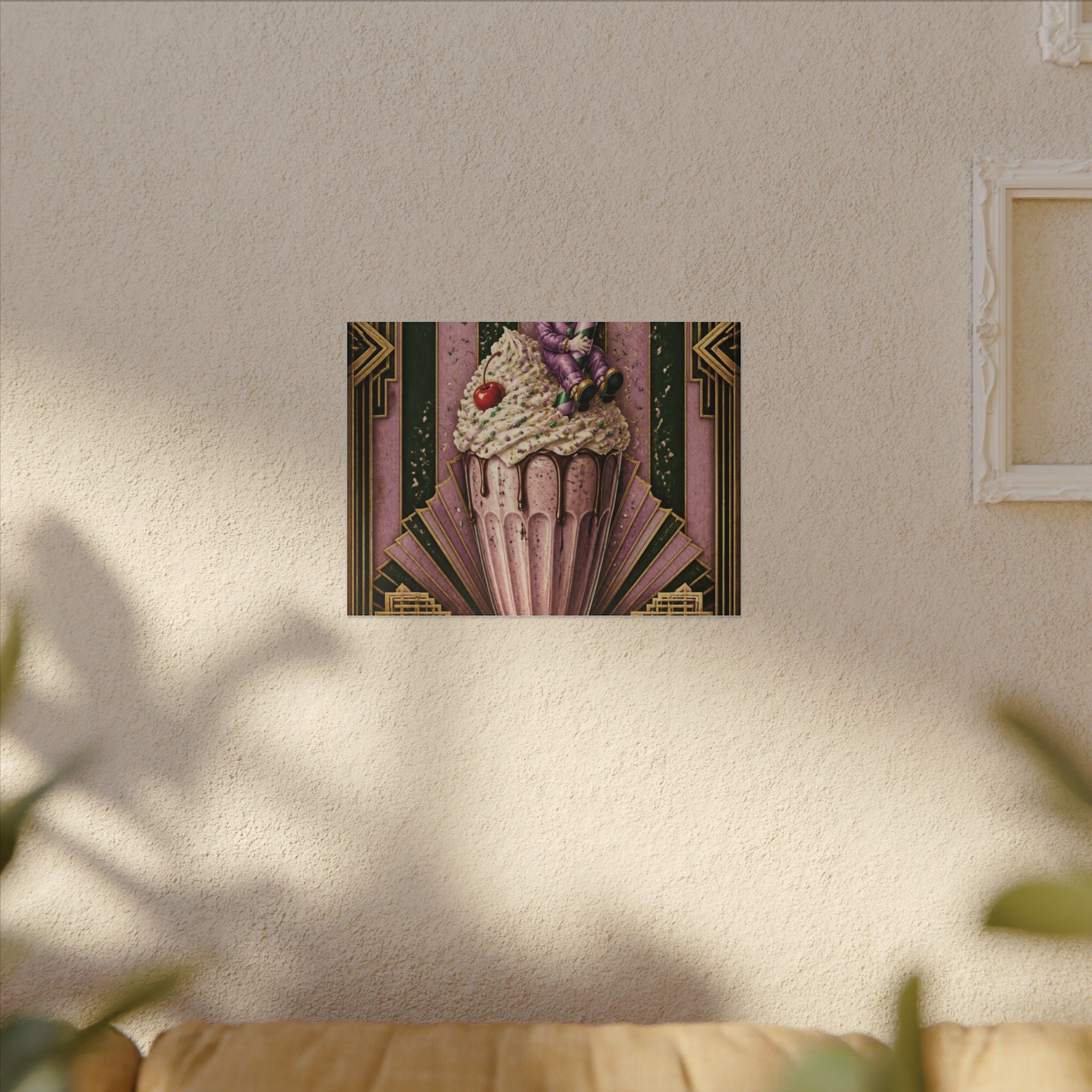 Milkshake Slide Clown Wall Art Canvas 16×20 Art Deco Entryway Decor Maximalist Print