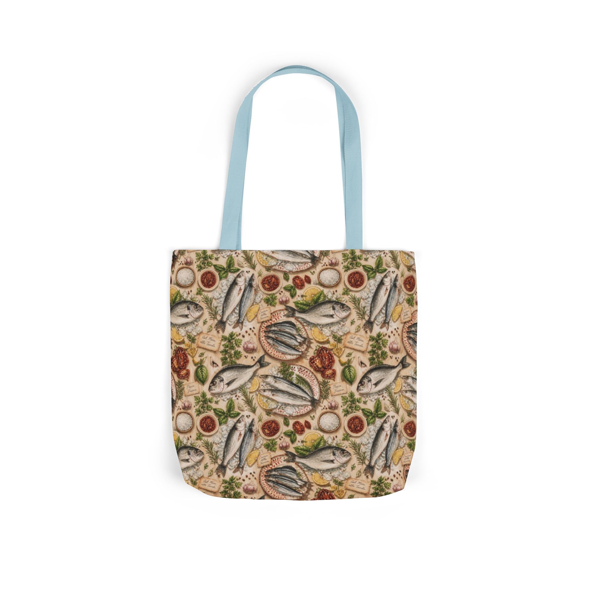 Mediterranean Fish Canvas Tote Bag Mediterranean Kitchen Watercolor Design Italian Cottagecore Gift