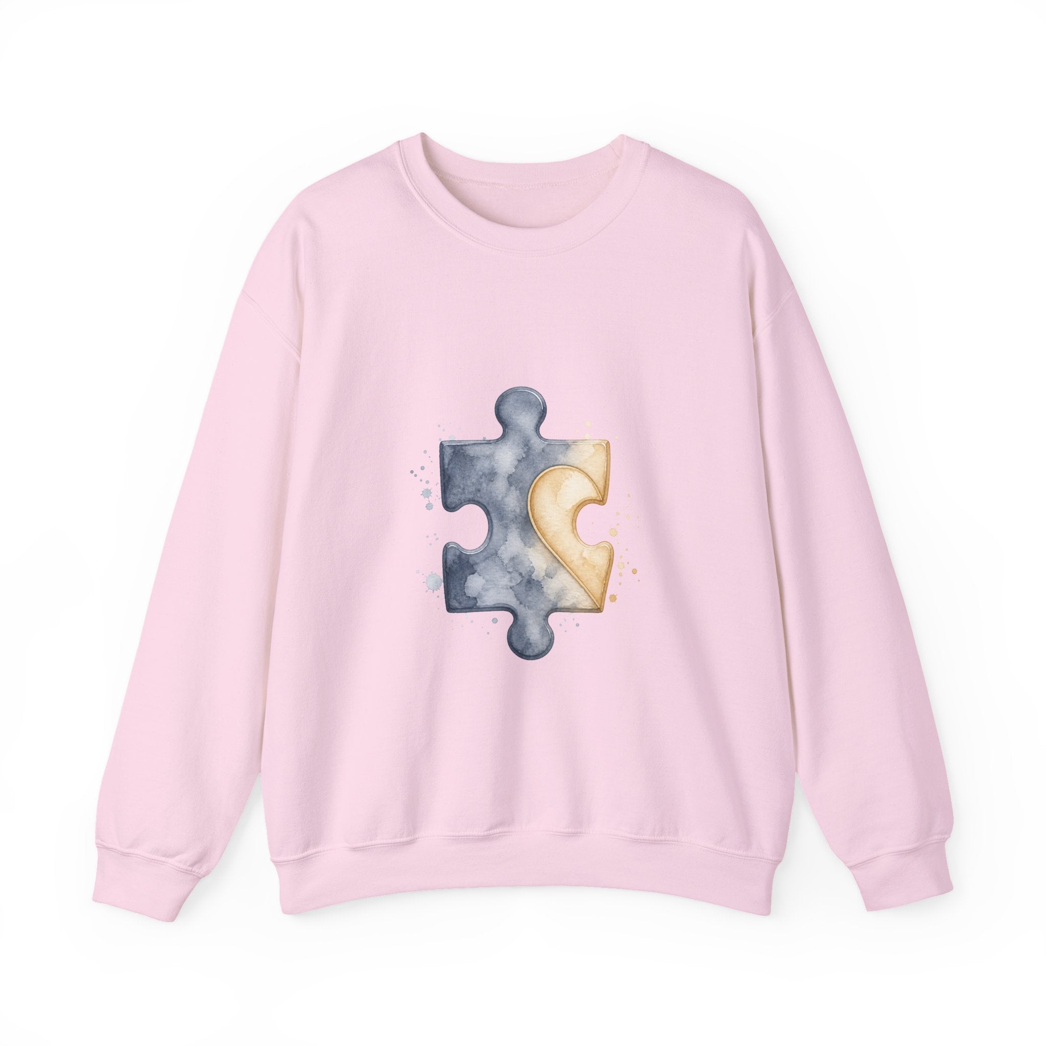 Matching Couple Sweatshirt - Puzzle Pieces Matching Couple Premium Fleece Sweatshirt Watercolor Art His Hers Birthday Gift - Design A