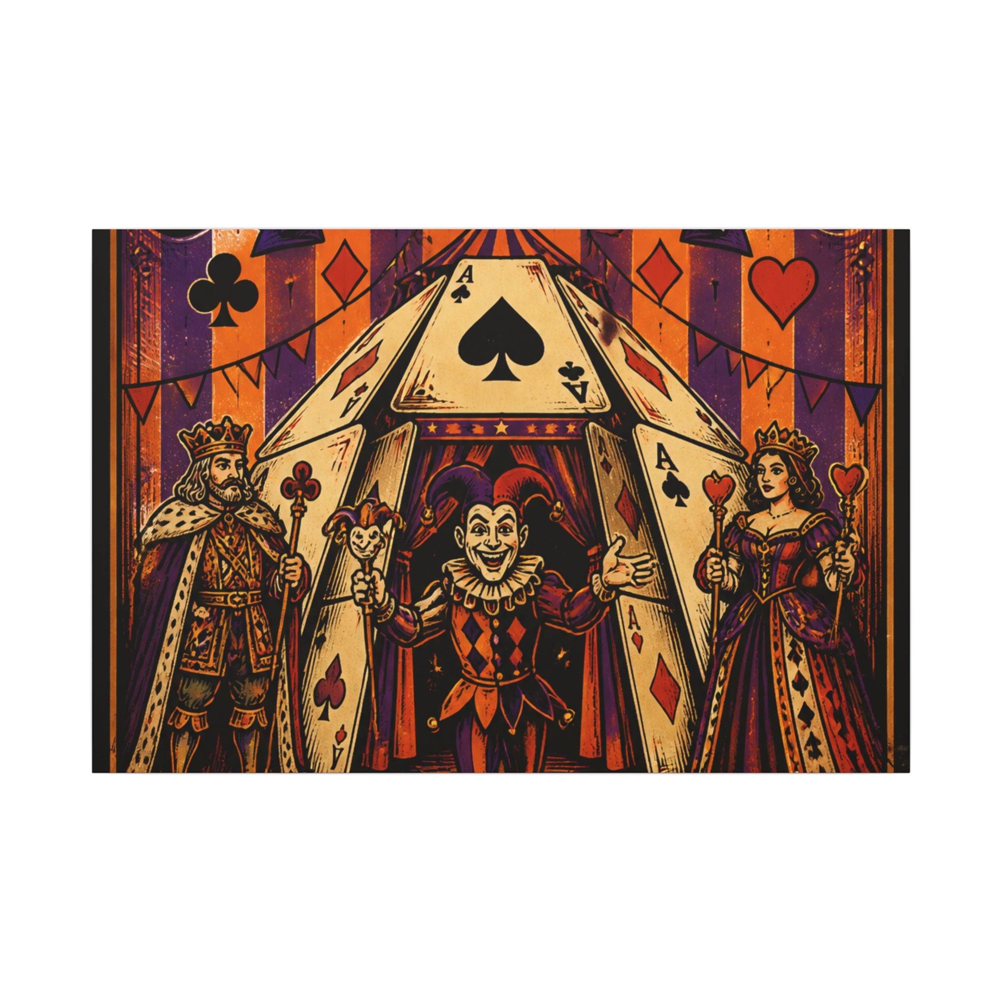 Playing Cards Tent Wall Art Canvas 24×36 Vintage Circus Bedroom Decor Maximalist Print