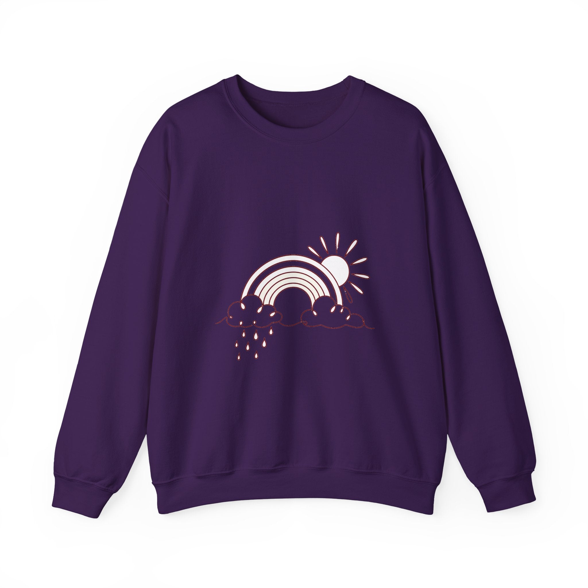 Matching Couple Sweatshirt - Storm & Rainbow Matching Couple Crewneck Sweatshirt Minimalist Art His Hers Valentine Gift - Design B