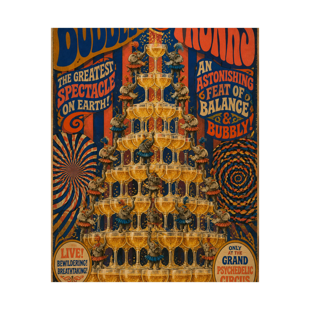 Champagne Tower Elephants Wall Art Poster 18×24 Psychedelic Cafe Decor Maximalist Print