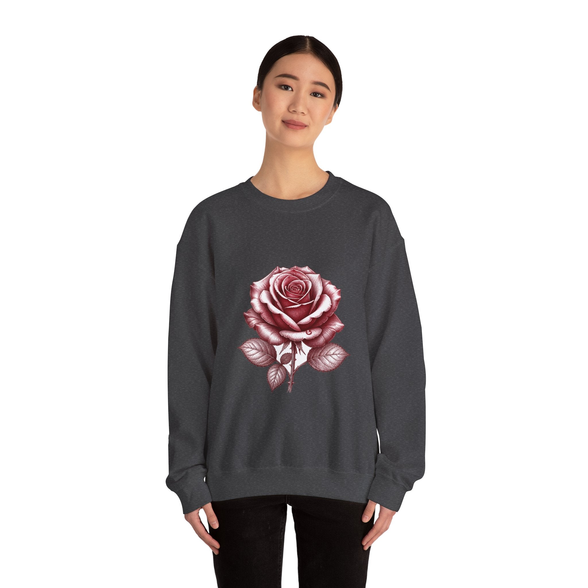 Matching Couple Sweatshirt - Rose & Thorn Matching Couple Crewneck Sweatshirt Hand-Drawn Art His Hers Best Friend Gift - Design A