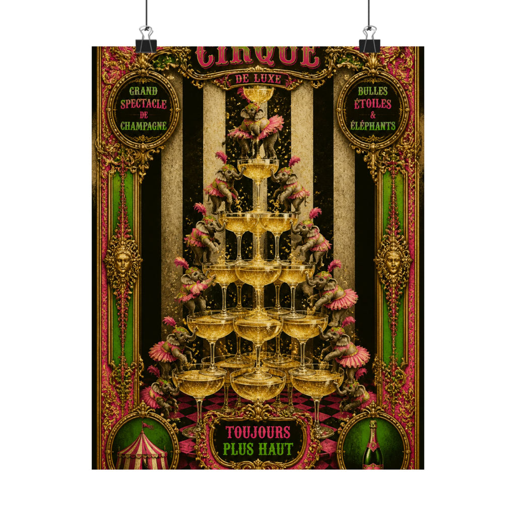 Champagne Tower Elephants Wall Art Poster 18×24 Baroque Home Office Decor Maximalist Print