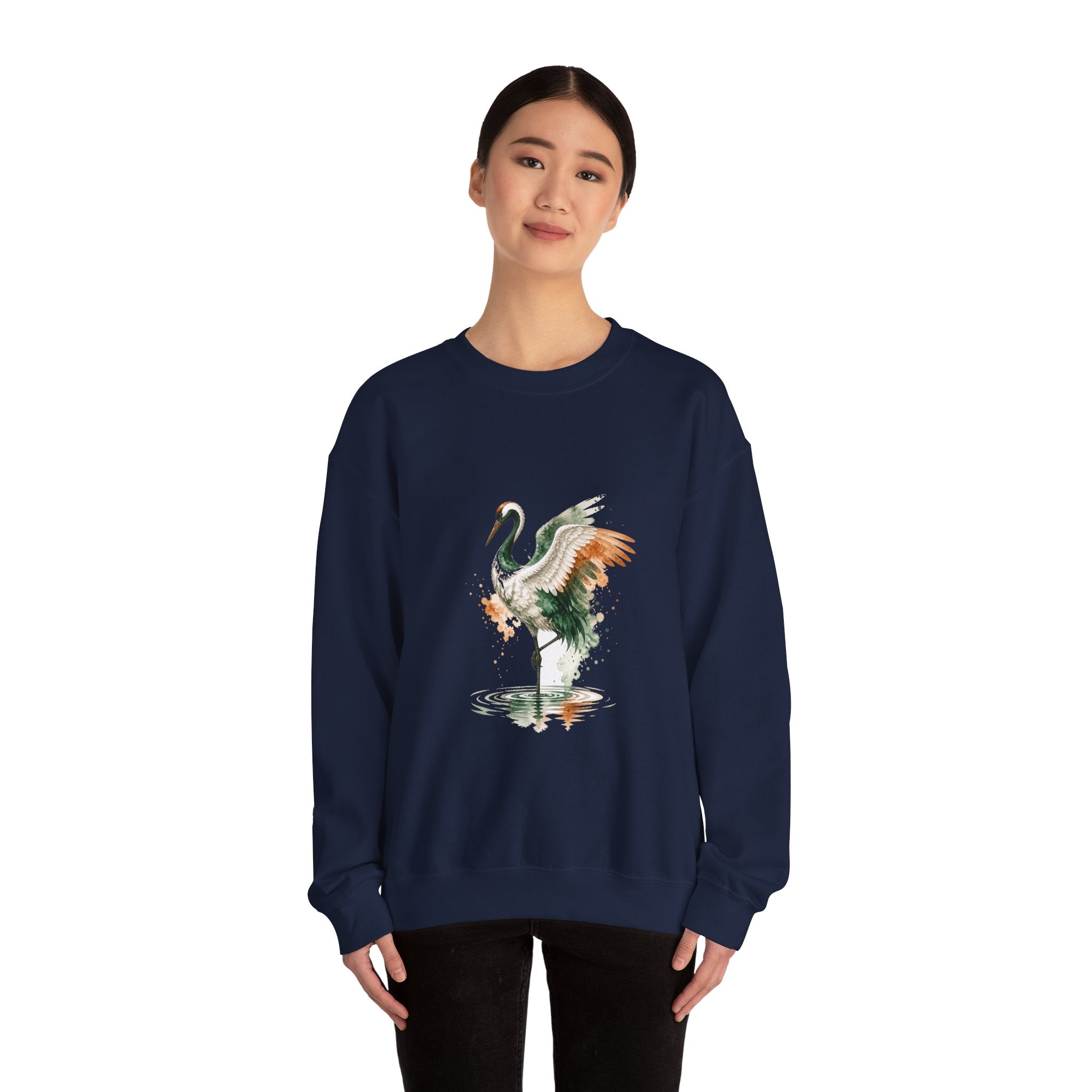 Matching Couple Sweatshirt - Tiger & Crane Matching Couple Premium Fleece Sweatshirt Watercolor Art His Hers Birthday Gift - Design B