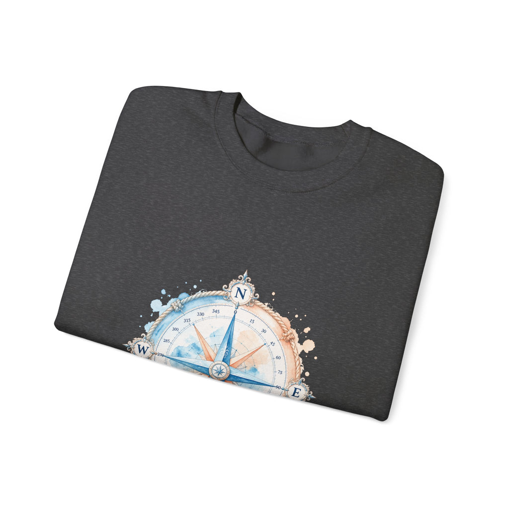 Matching Couple Sweatshirt - Compass North & South Matching Couple Premium Fleece Sweatshirt Watercolor Art His Hers Birthday Gift - Design A