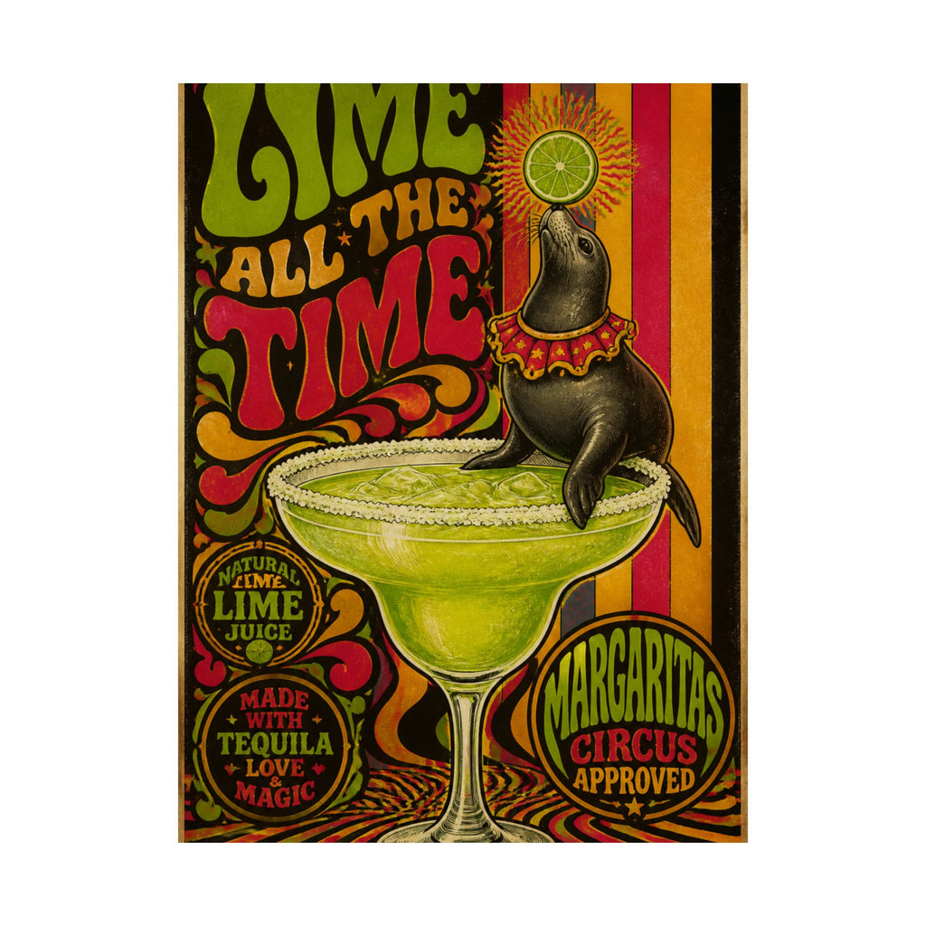 Margarita Balancing Seal Wall Art Poster 24×36 Psychedelic Dining Room Decor Maximalist Print