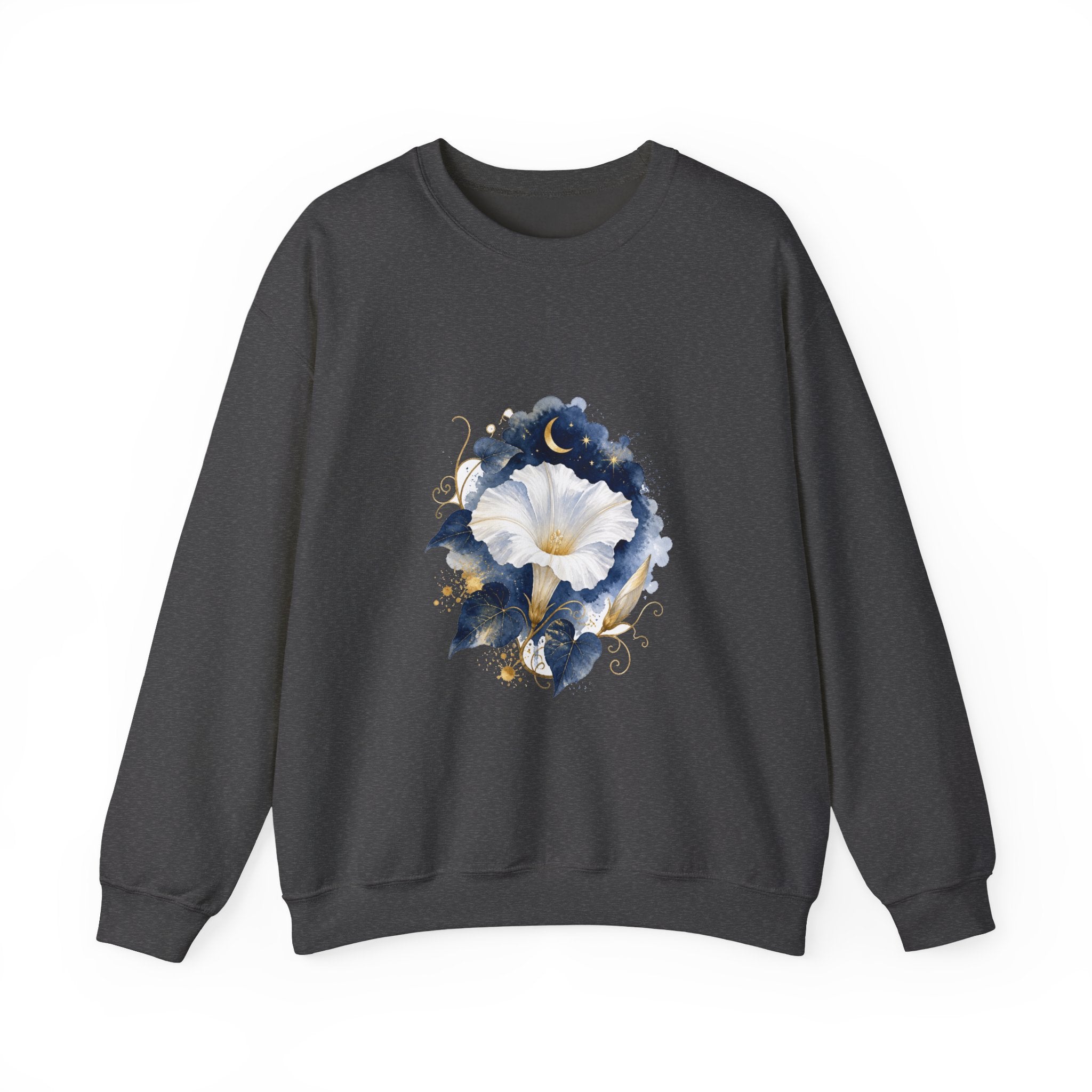 Matching Couple Sweatshirt - Sunflower & Moonflower Matching Couple Premium Fleece Sweatshirt Watercolor Art His Hers Birthday Gift - Design B