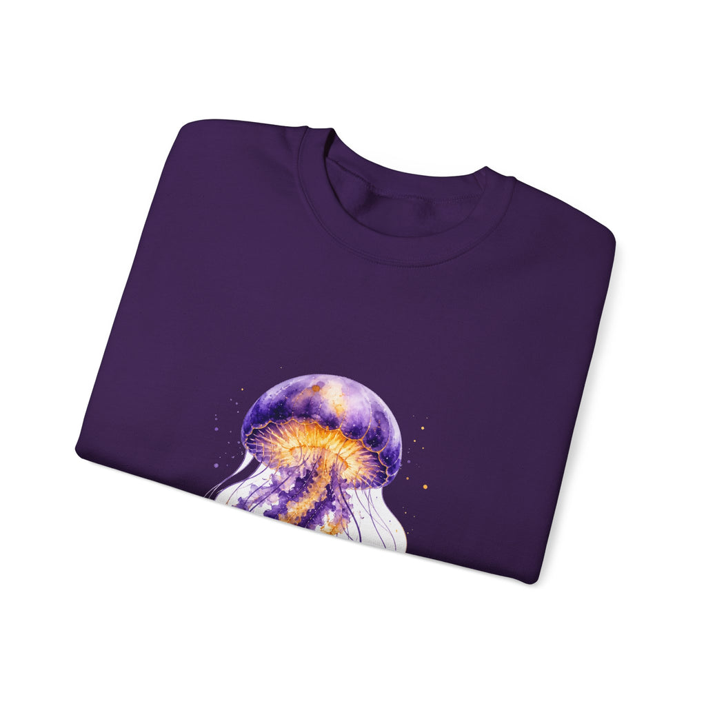 Matching Couple Sweatshirt - Octopus & Jellyfish Matching Couple Comfort Colors Crew Watercolor Art His Hers Birthday Gift - Design B