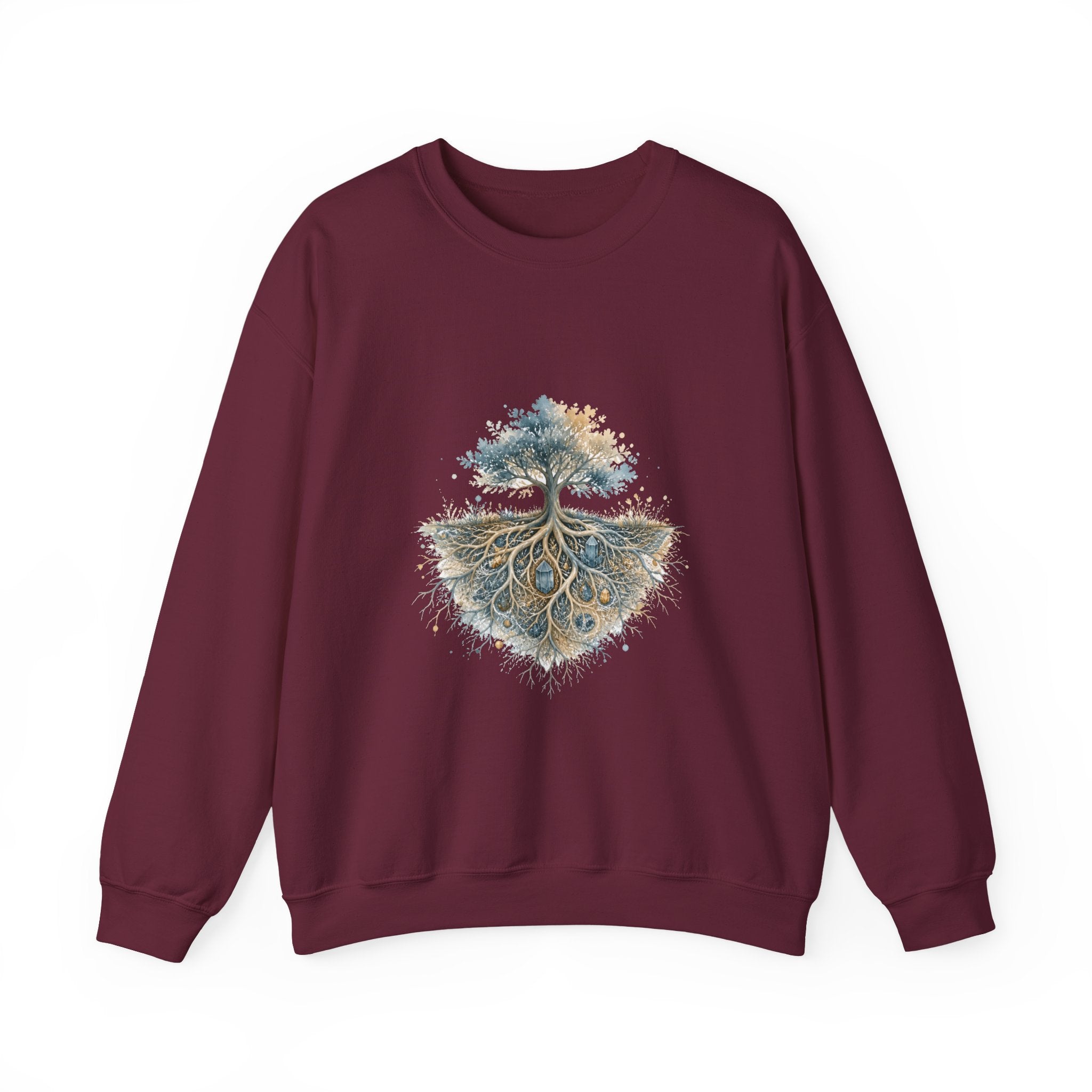 Matching Couple Sweatshirt - Ancient Oak & Deep Roots Matching Couple Comfort Colors Crew Watercolor Art His Hers Birthday Gift - Design B