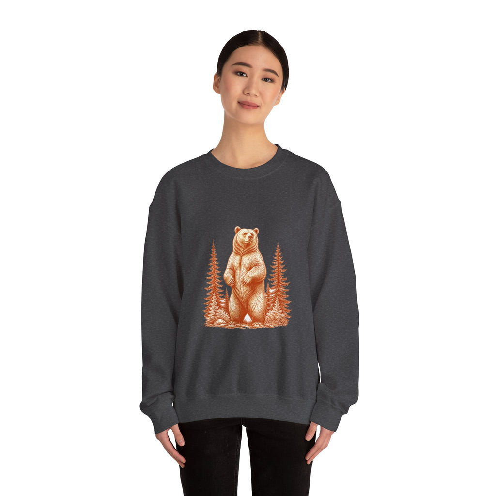 Matching Couple Sweatshirt - Bear & Deer Matching Couple Crewneck Sweatshirt Hand-Drawn Art His Hers Best Friend Gift - Design A