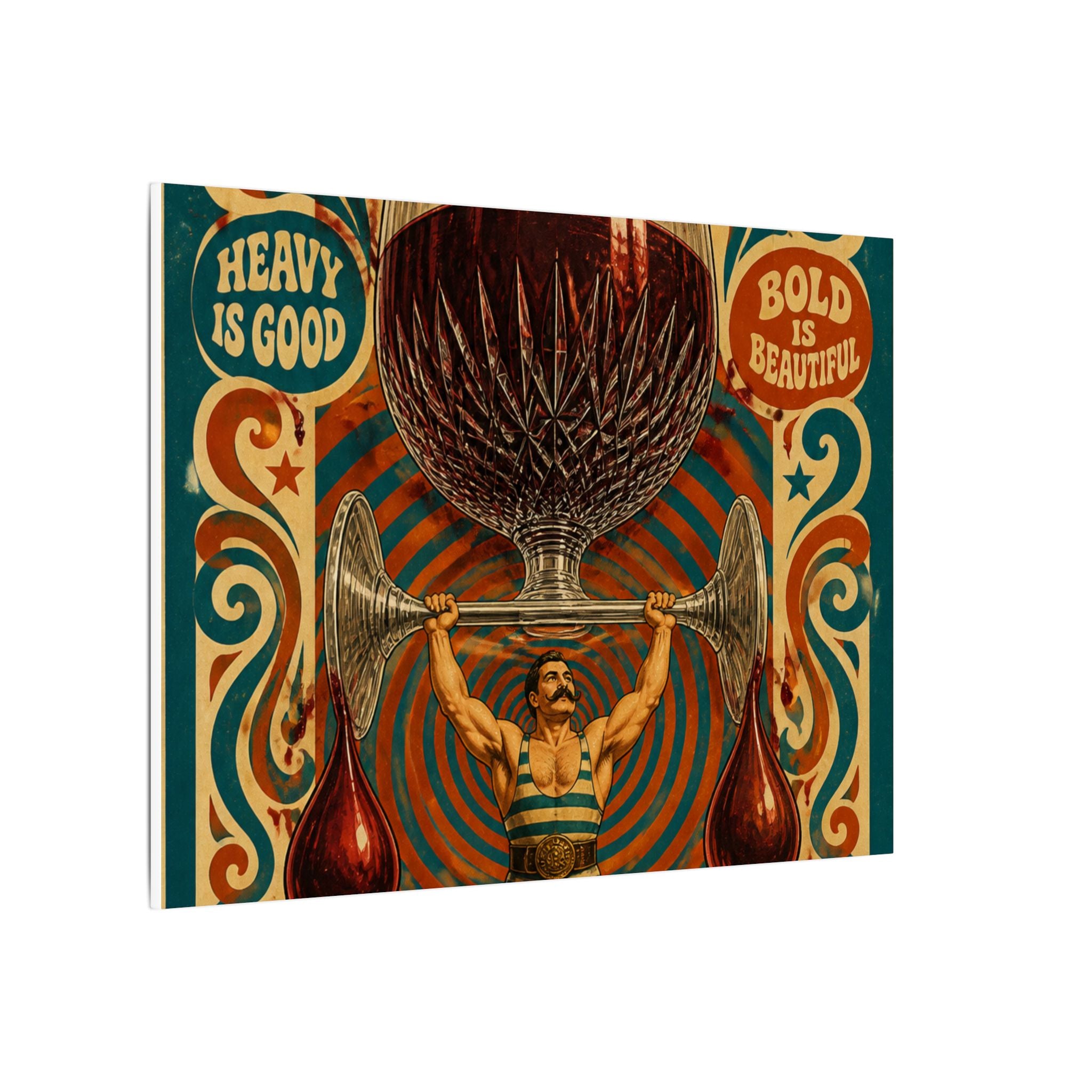 Wine Glass Strongman Wall Art Canvas 16×20 Psychedelic Cafe Decor Maximalist Print