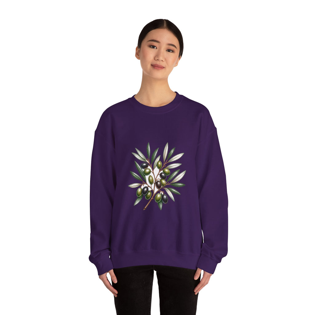 Matching Couple Sweatshirt - Olive Branch & Fig Matching Couple Premium Fleece Sweatshirt Hand-Drawn Art His Hers Anniversary Gift - Design A