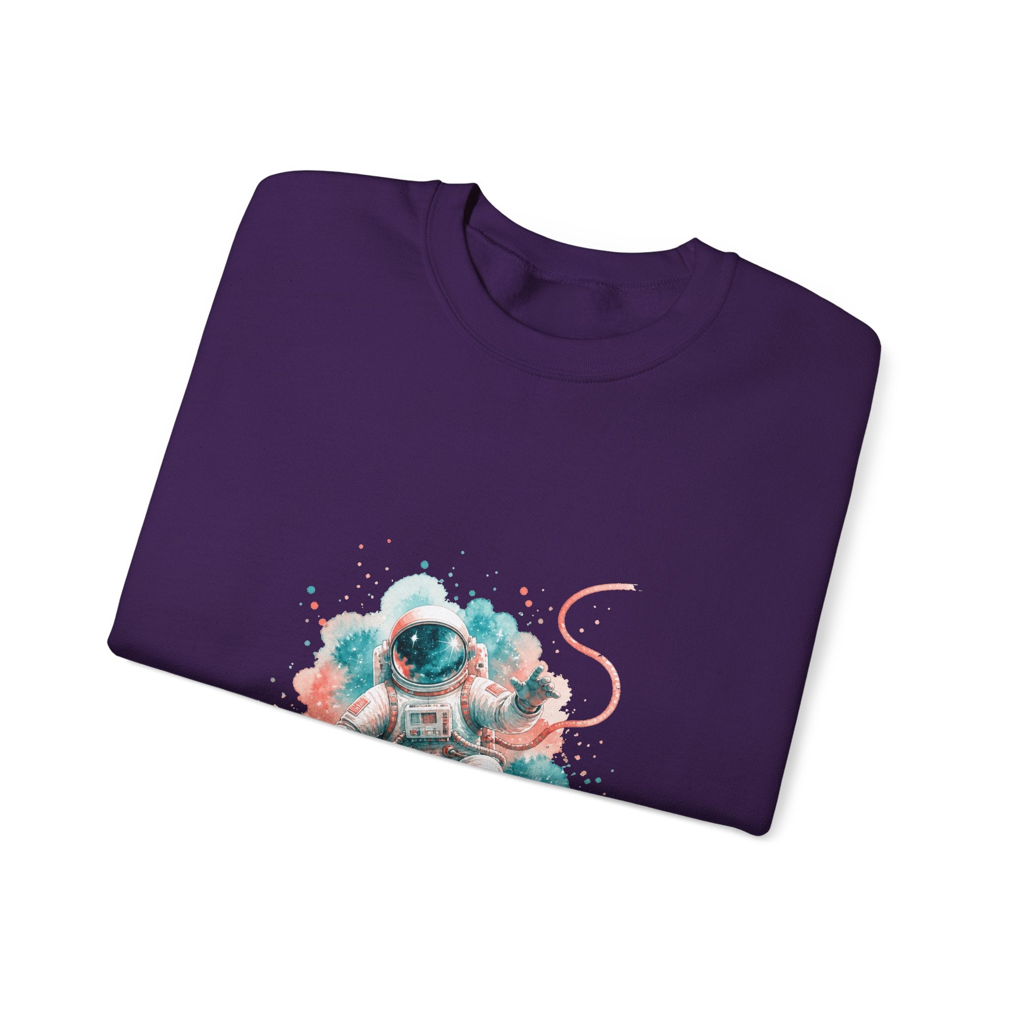 Matching Couple Sweatshirt - Astronaut & Planet Matching Couple Premium Fleece Sweatshirt Watercolor Art His Hers Birthday Gift - Design A