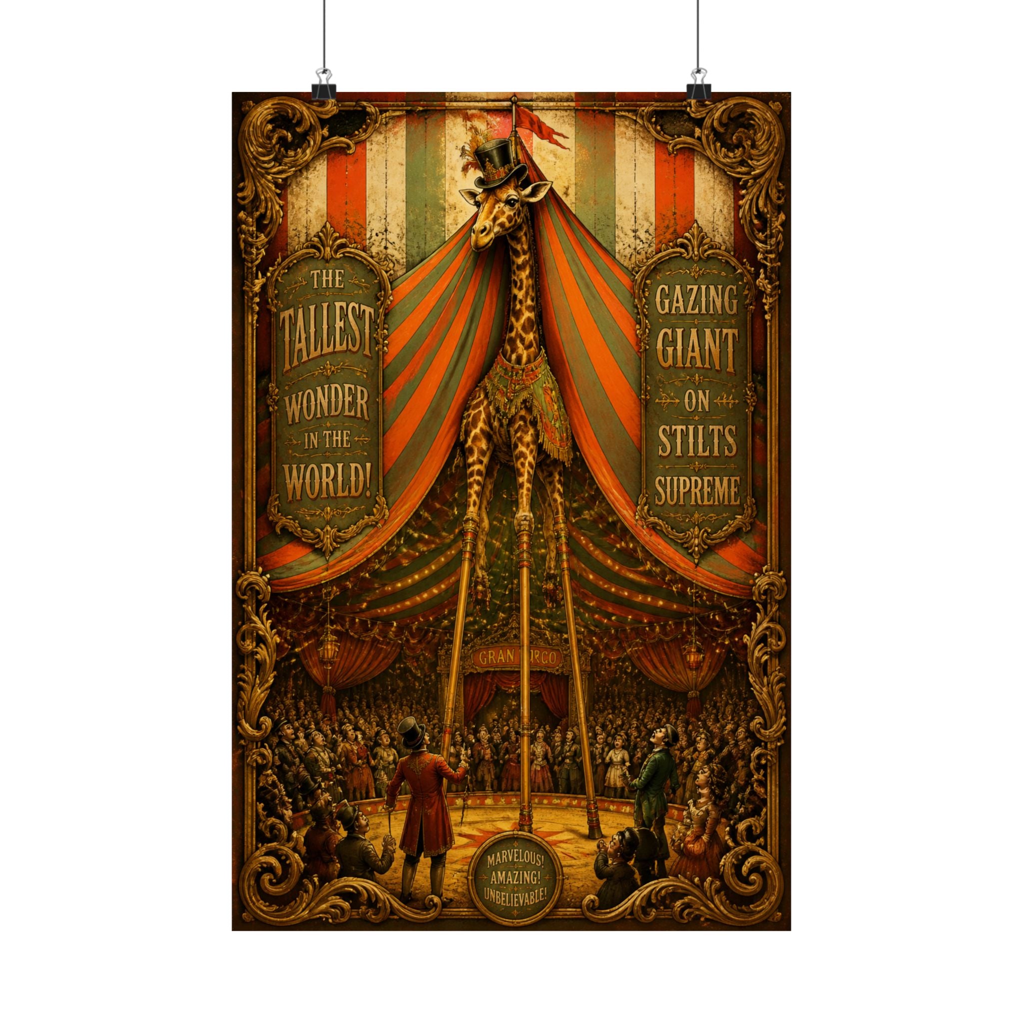 Giraffe on Stilts Wall Art Poster 24×36 Baroque Studio Decor Maximalist Print