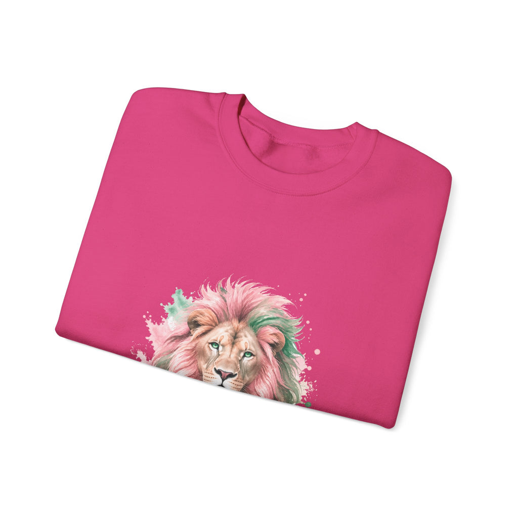 Matching Couple Sweatshirt - Lion & Lamb Matching Couple Premium Fleece Sweatshirt Watercolor Art His Hers Birthday Gift - Design A
