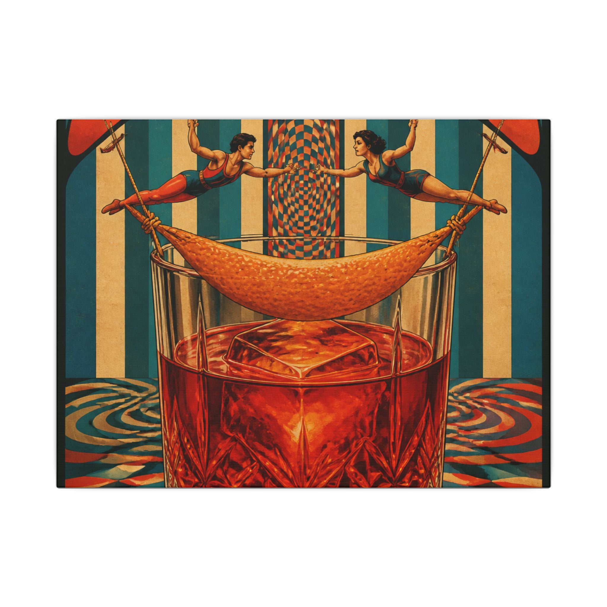 Negroni Trapeze Act Wall Art Canvas 16×20 Psychedelic Cafe Decor Maximalist Print
