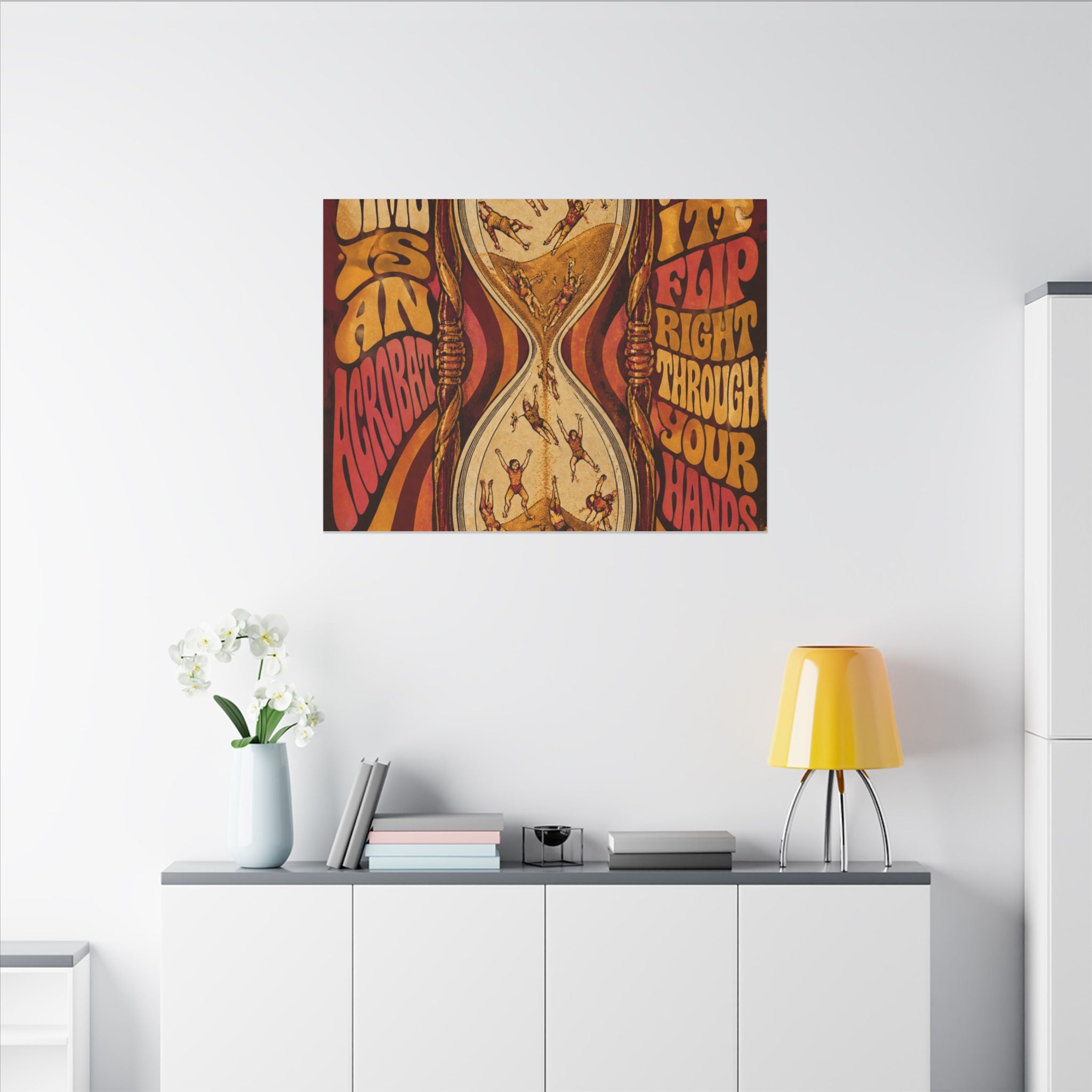 Hourglass Acrobats Wall Art Canvas 16×20 Psychedelic Cafe Decor Maximalist Print
