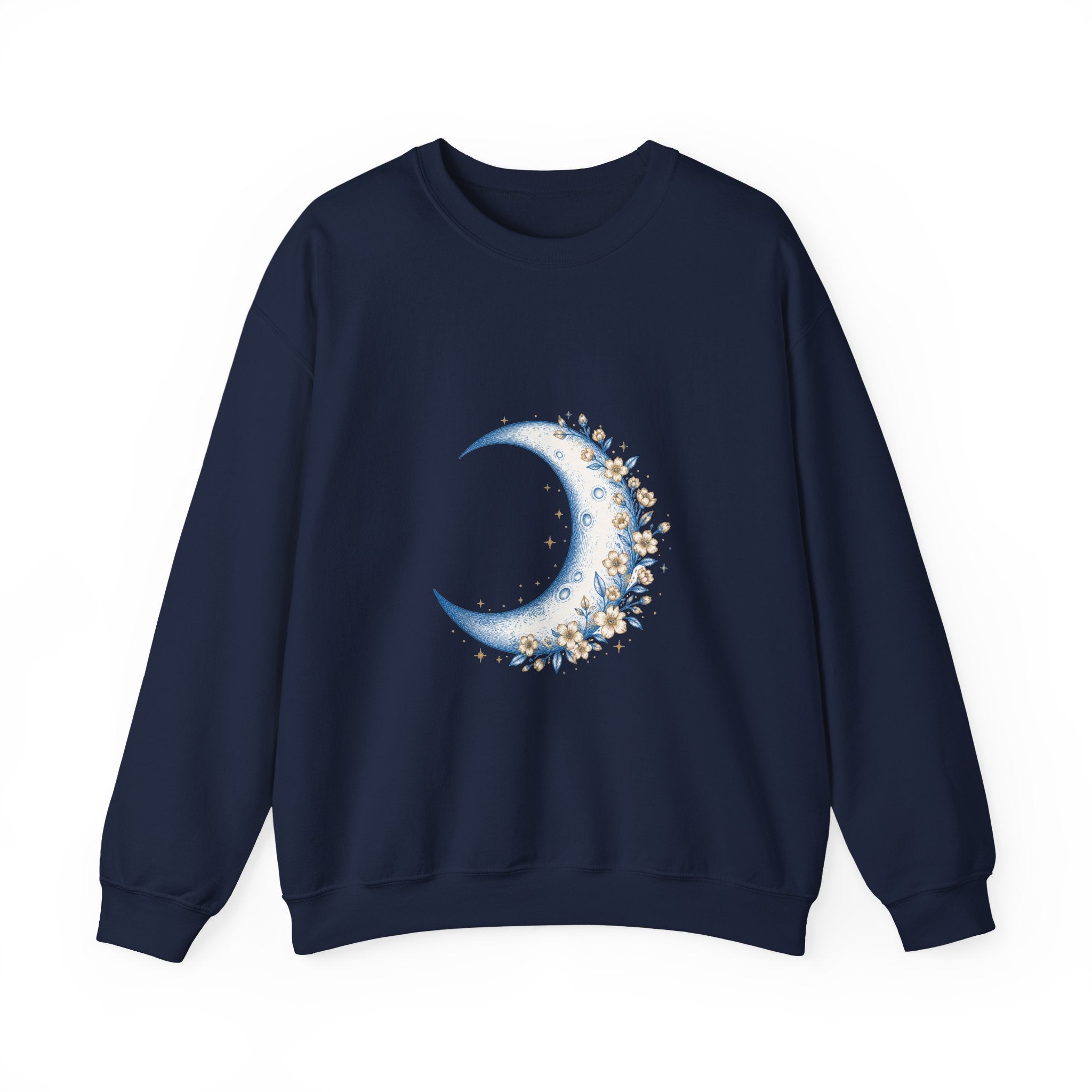 Matching Couple Sweatshirt - Waxing & Waning Moon Matching Couple Crewneck Sweatshirt Hand-Drawn Art His Hers Best Friend Gift - Design A