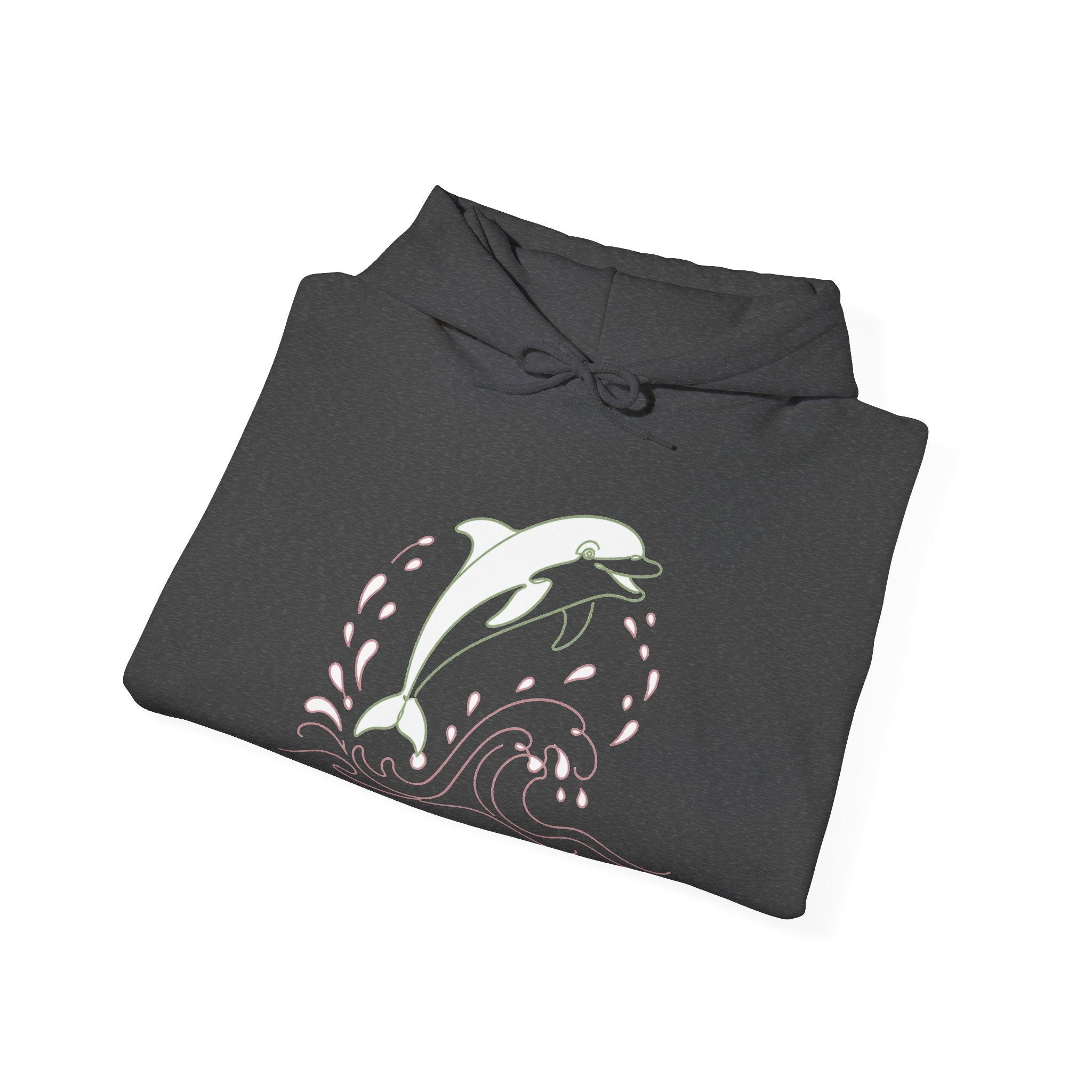 Matching Couple Sweatshirt - Shark & Dolphin Matching Couple Hooded Sweatshirt Minimalist Art His Hers Valentine Gift - Design B
