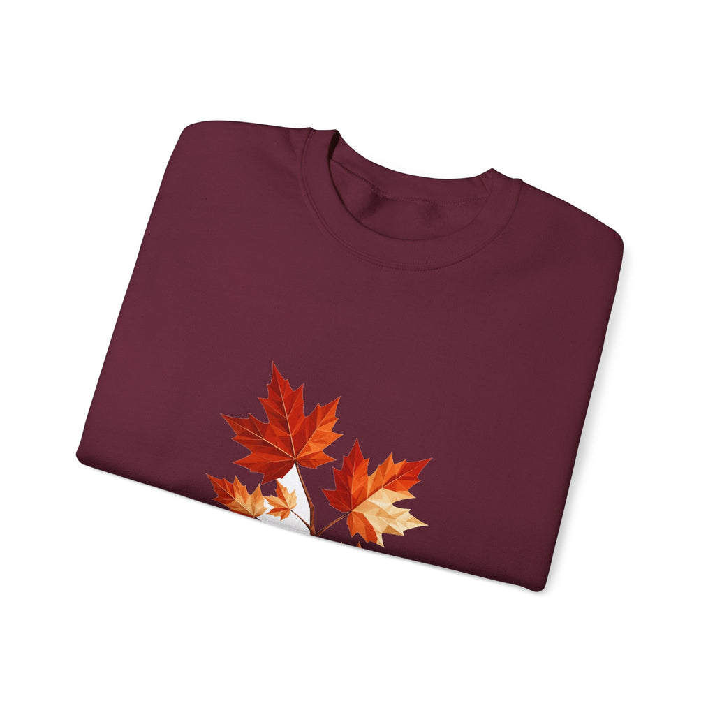 Matching Couple Sweatshirt - Cherry Blossom & Maple Leaf Matching Couple Comfort Colors Crew Geometric Art His Hers Love Gift - Design B