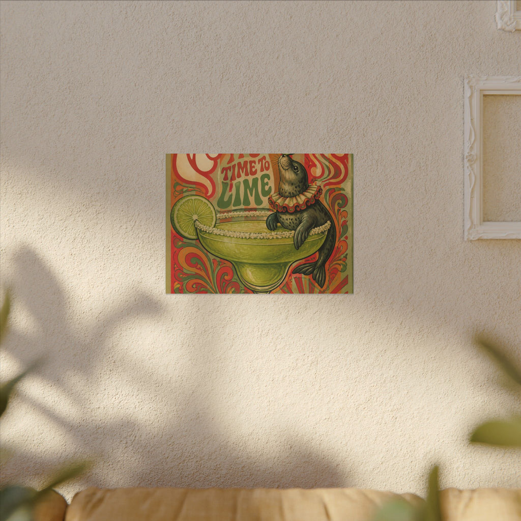 Margarita Balancing Seal Wall Art Canvas 16×20 Psychedelic Cafe Decor Maximalist Print