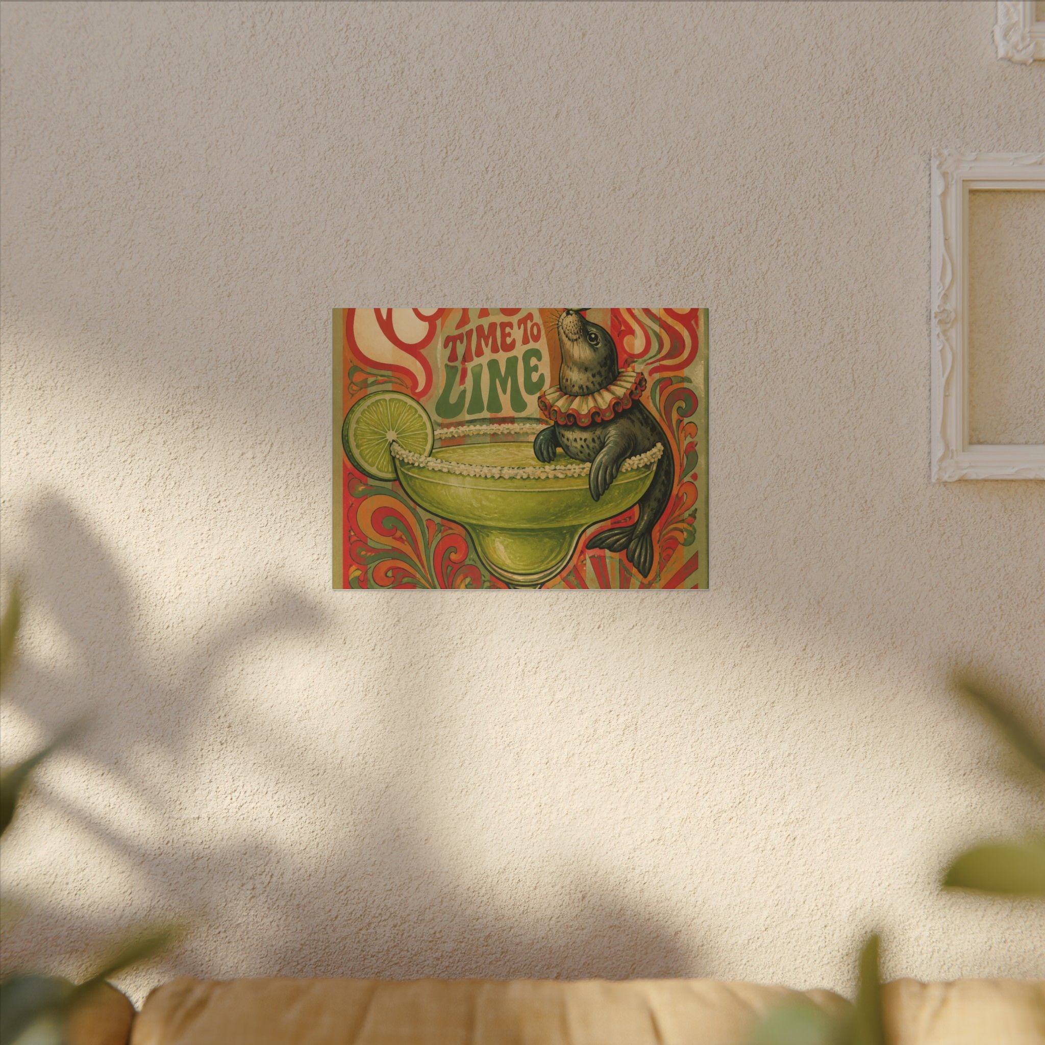 Margarita Balancing Seal Wall Art Canvas 16×20 Psychedelic Cafe Decor Maximalist Print
